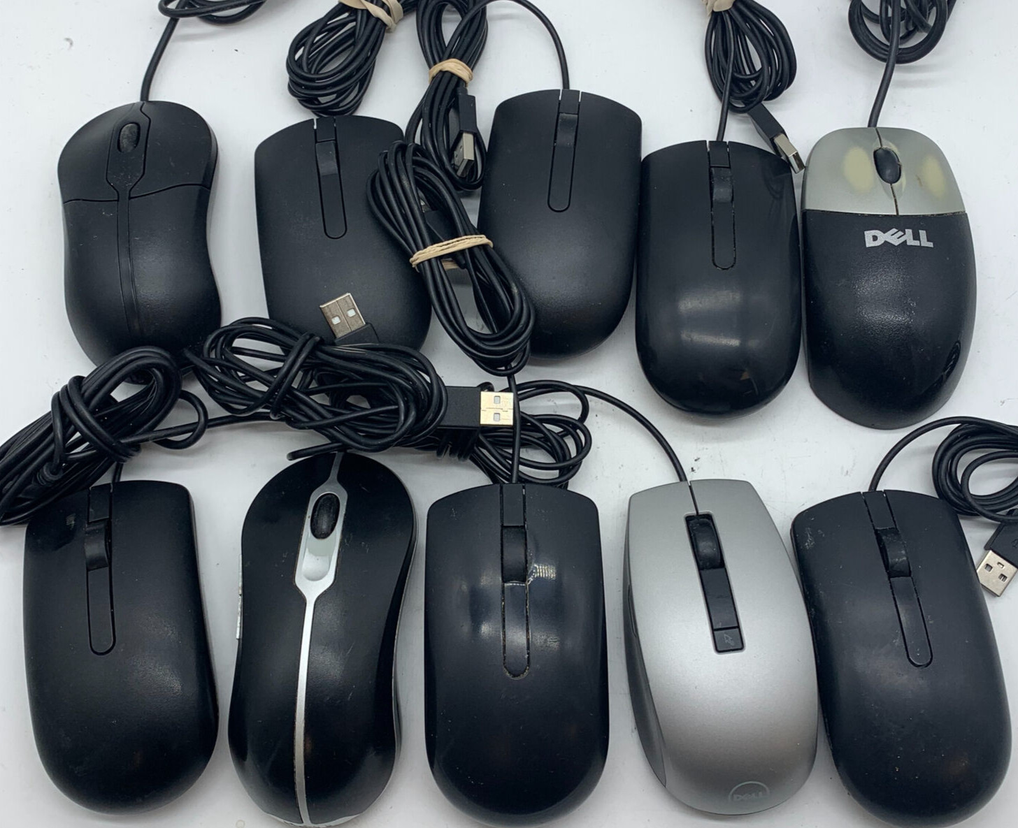 Mixed Lot of 10 Dell USB Optical Mouse w/ Scroll Wheel 