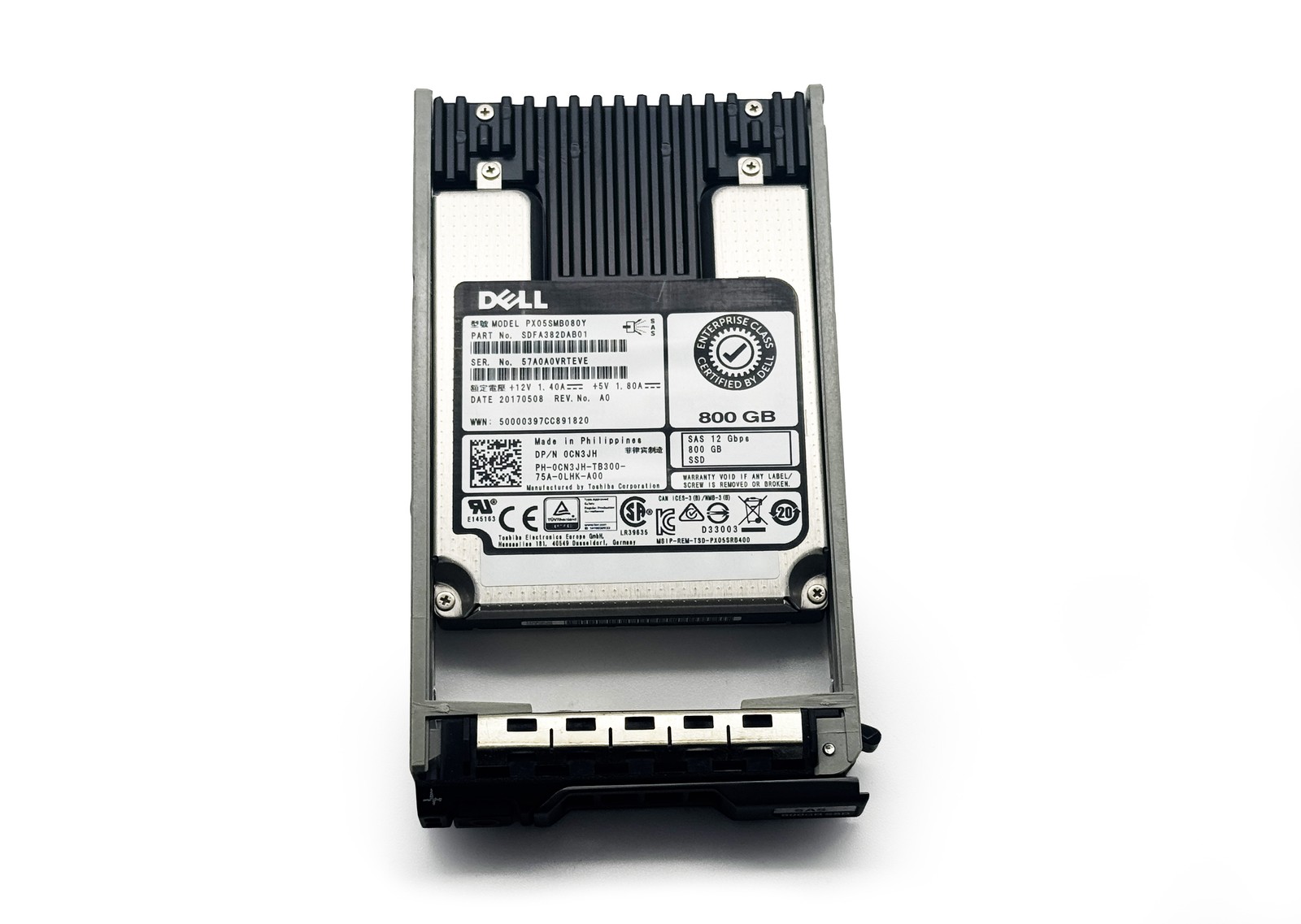 Dell 800GB 12Gbps SAS 2.5" Enterprise SSD PX05SMB080Y 0CN3JH CN3JH w/ Caddy