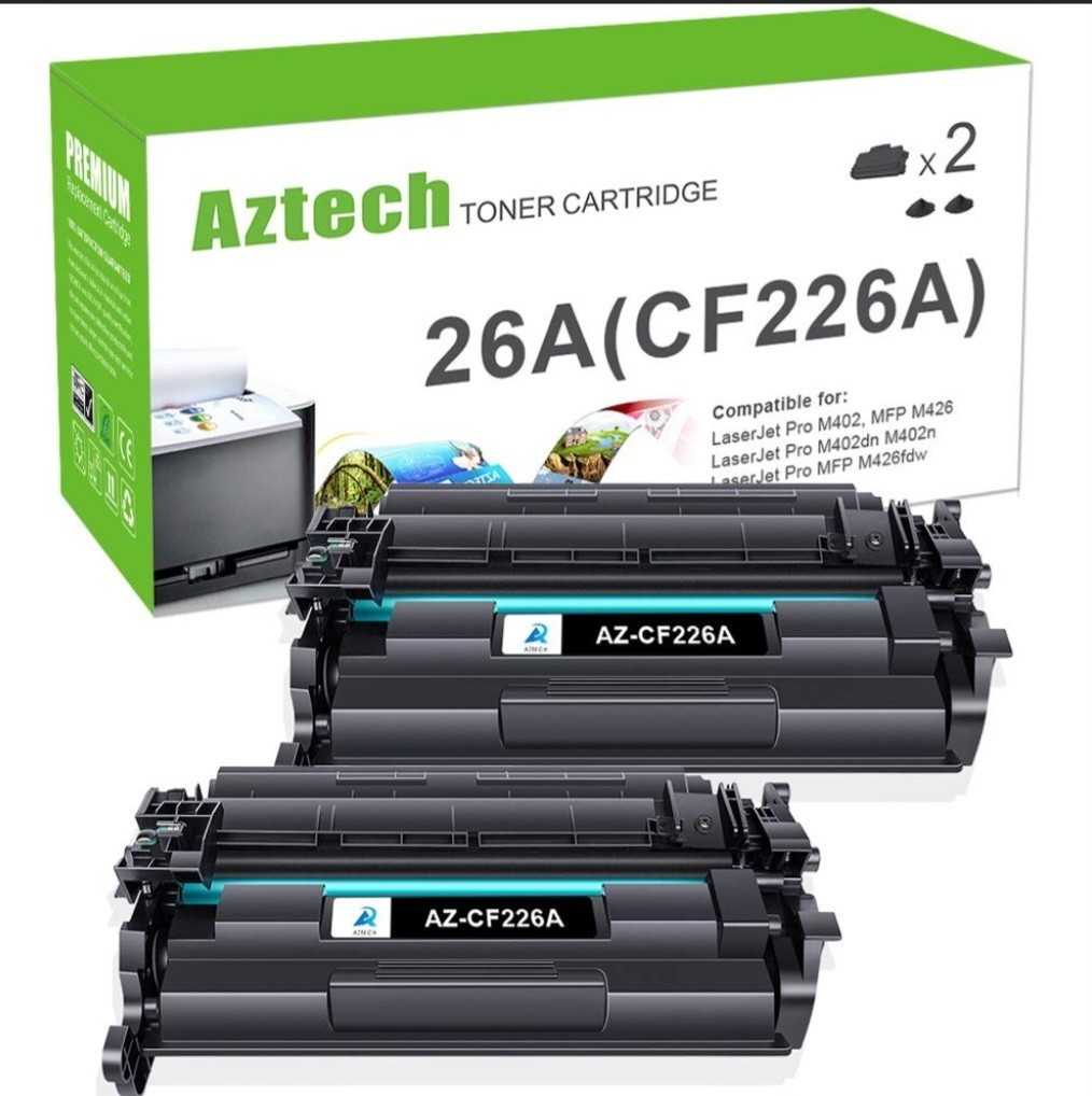 Aztech 26A CF226A Toner Cartridge 2 Pack Compatible Replacement (Black 2-Pack)