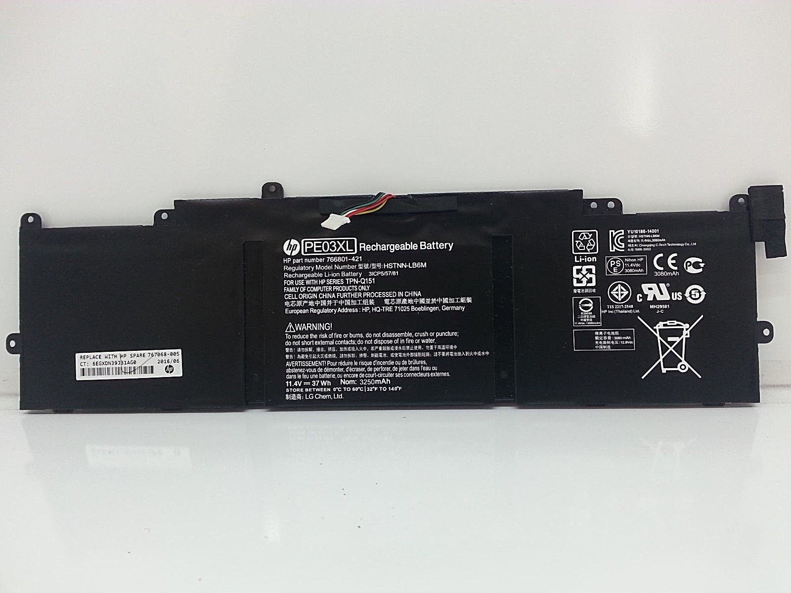 OEM HP Chromebook 11 G3 11 G4 Genuine Battery 767068-005 3Cell 37Whr PE03XL / 90
