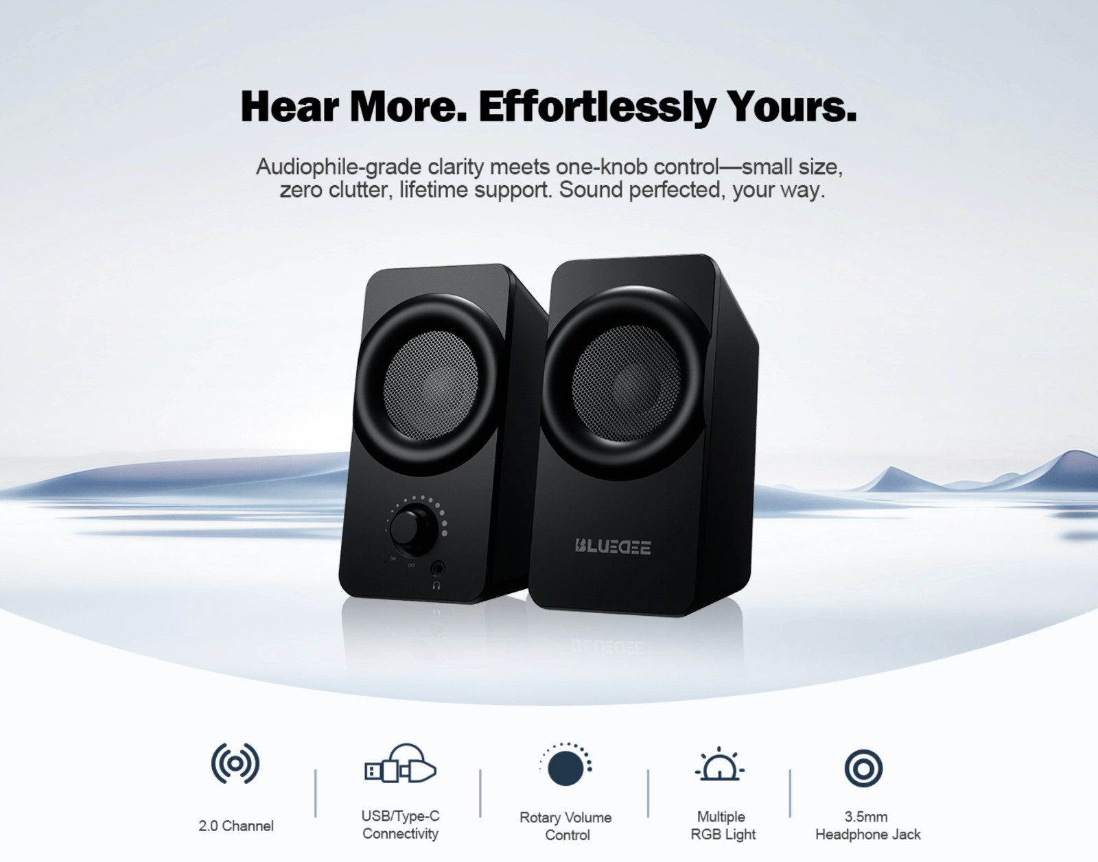 Bluedee Computer Speakers 10W Dual 2.0 Stereo Driver Channel Plug & Play for PC
