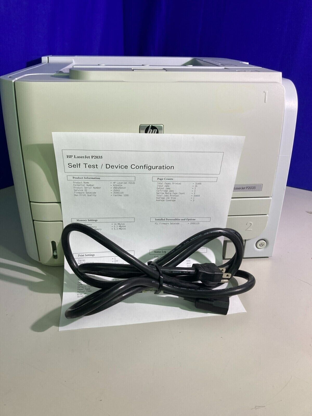 Tested / Working HP LaserJet P2035 Workgroup Laser Printer