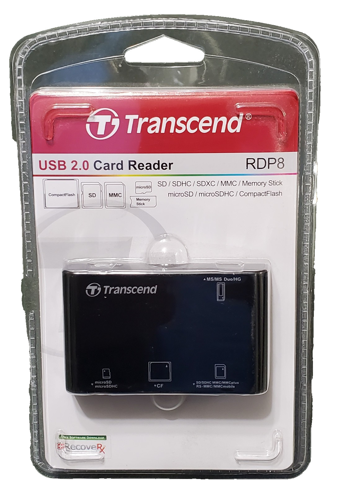 NEW Transcend  USB 2.0  Card Reader RDP8  New