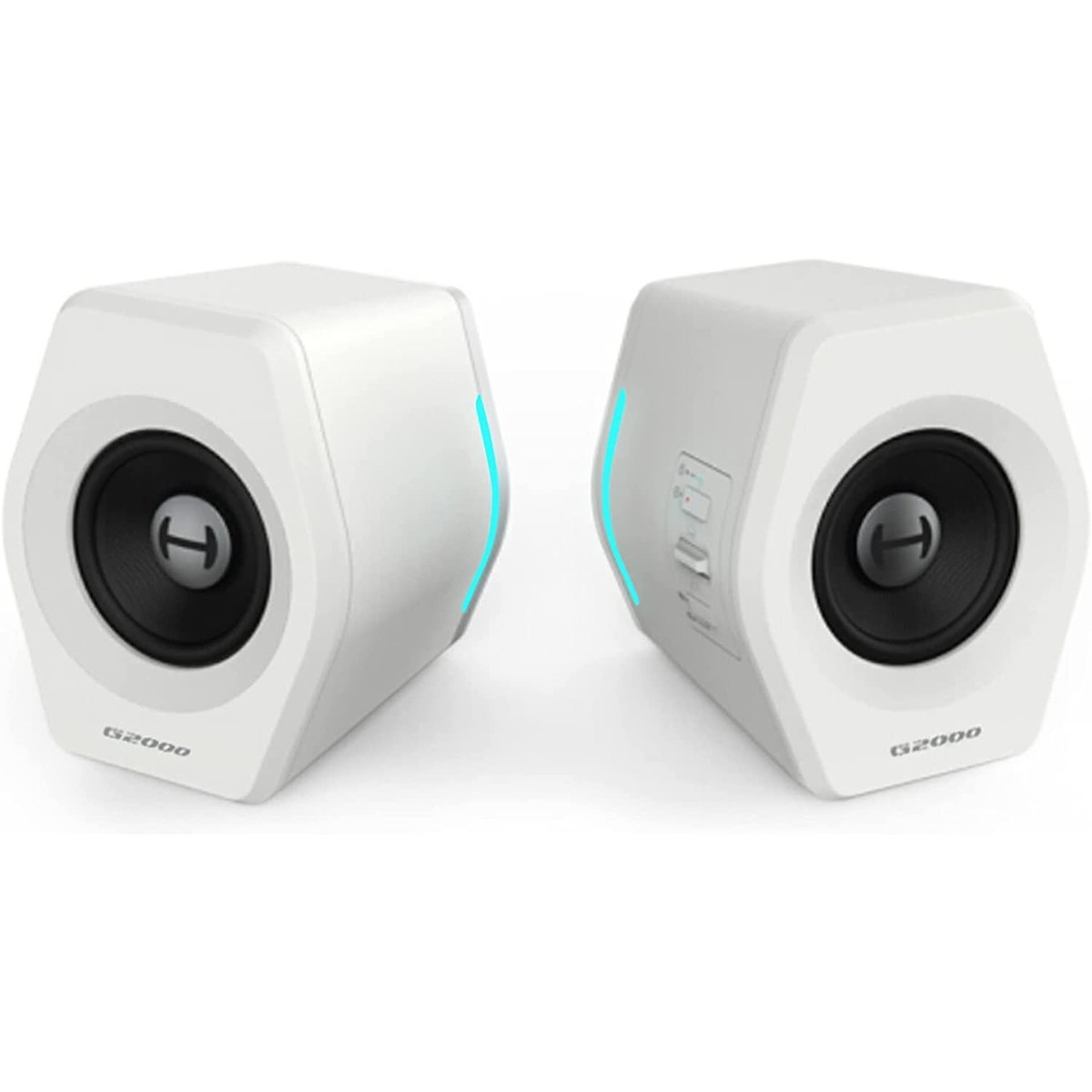 G2000 32W Computer Speakers Bluetooth USB 3.5mm AUX RGB Lights White
