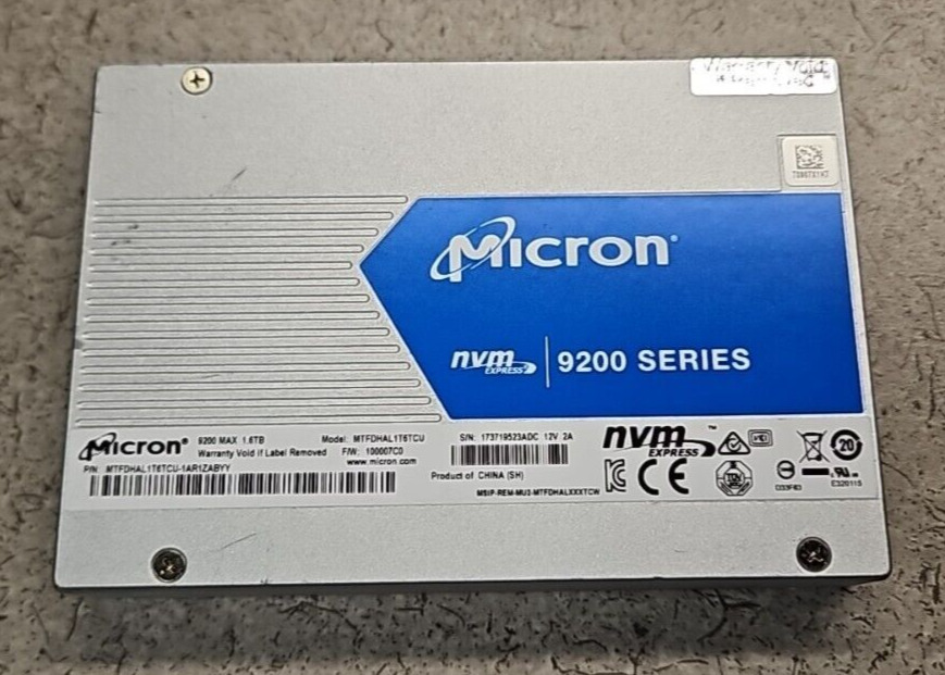 Micron 9200 MAX 1.6TB PCIe NVMe U.2 2.5\'\' Enterprise SSD MTFDHAL1T6TCU