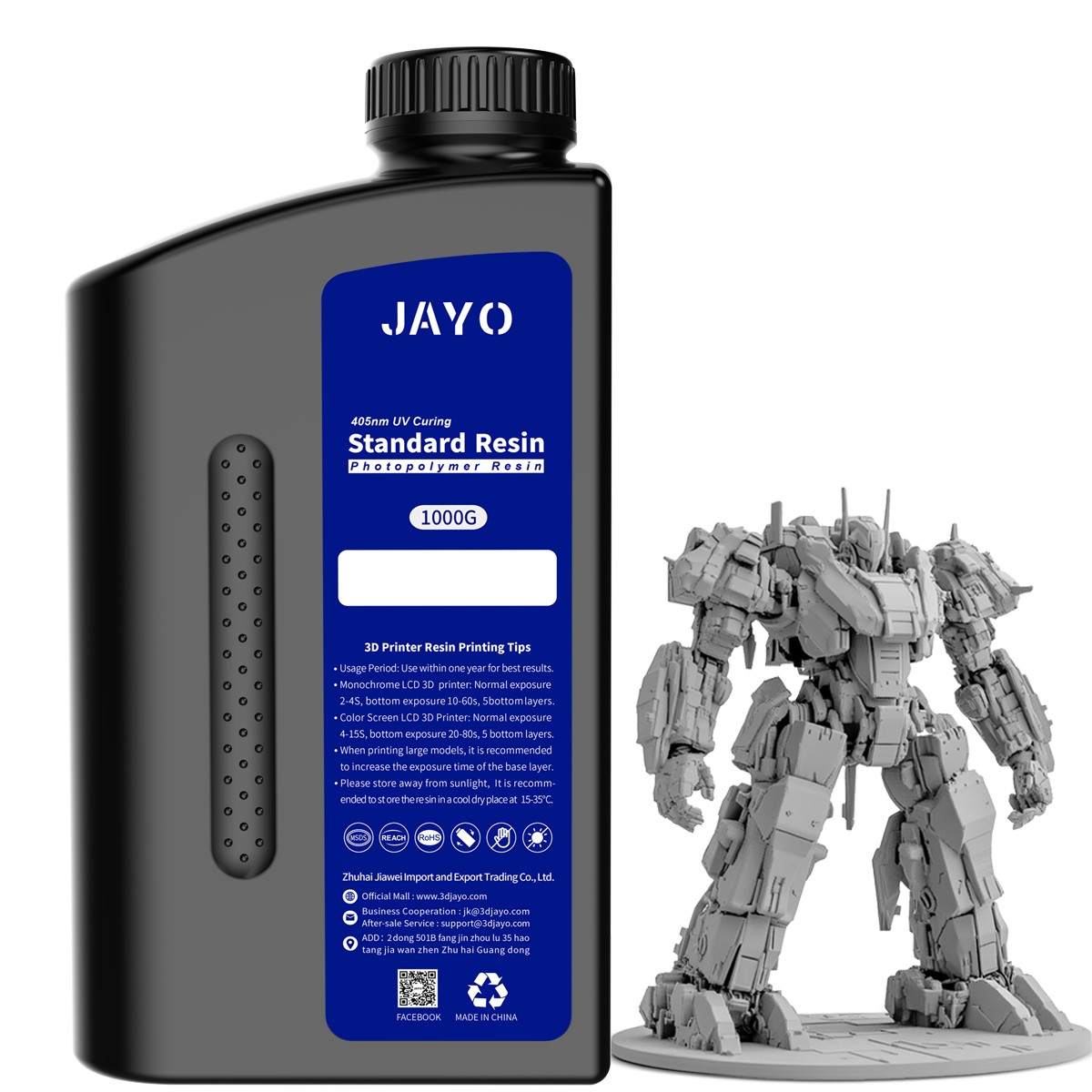 JAYO 10KG Standard Resin/ABS-Like/Water Washable Photopolymer 405nm UV Resin