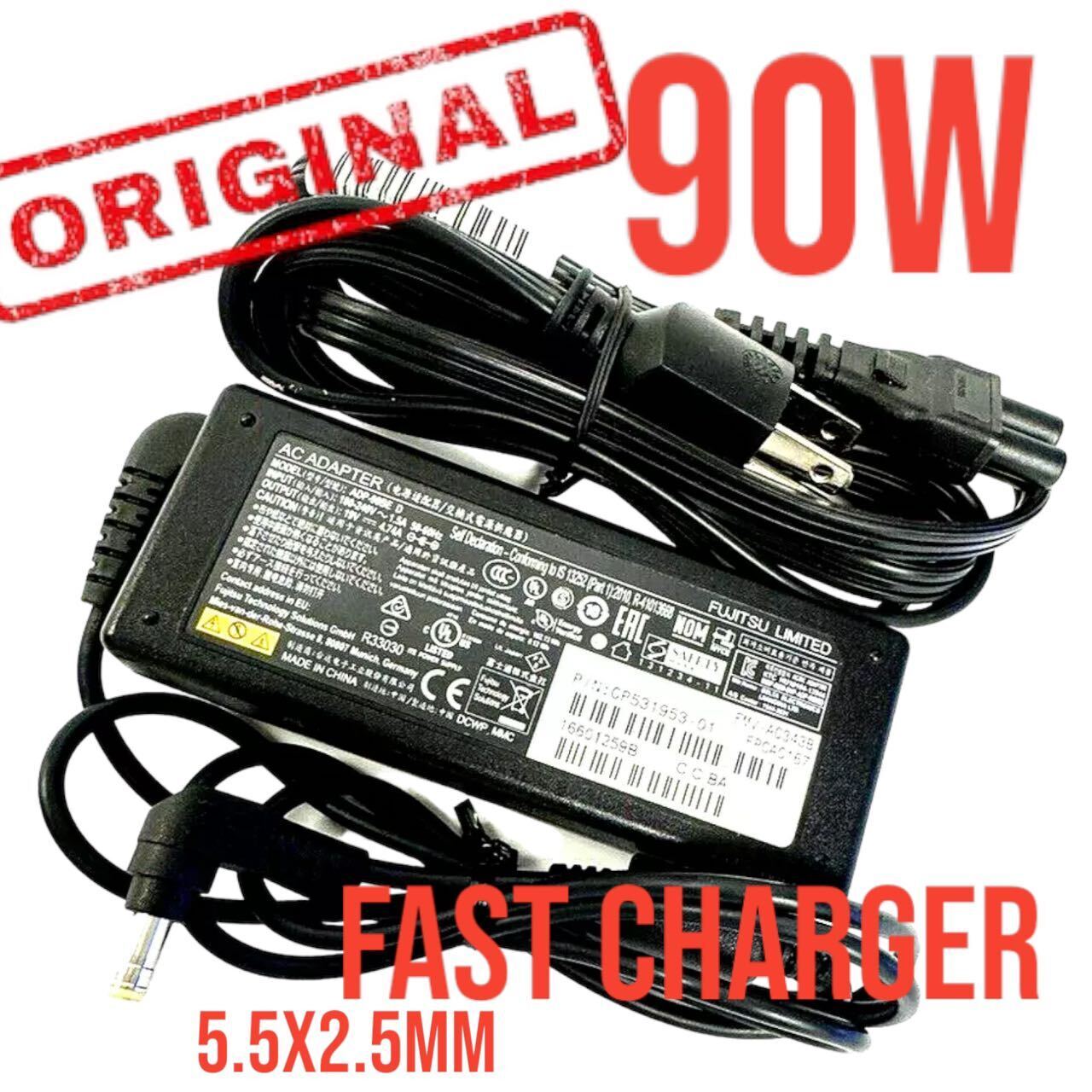 Genuine Fujitsu 90W AC Adapter Charger LifeBook L-,N-,P-,T- Series Power Supply