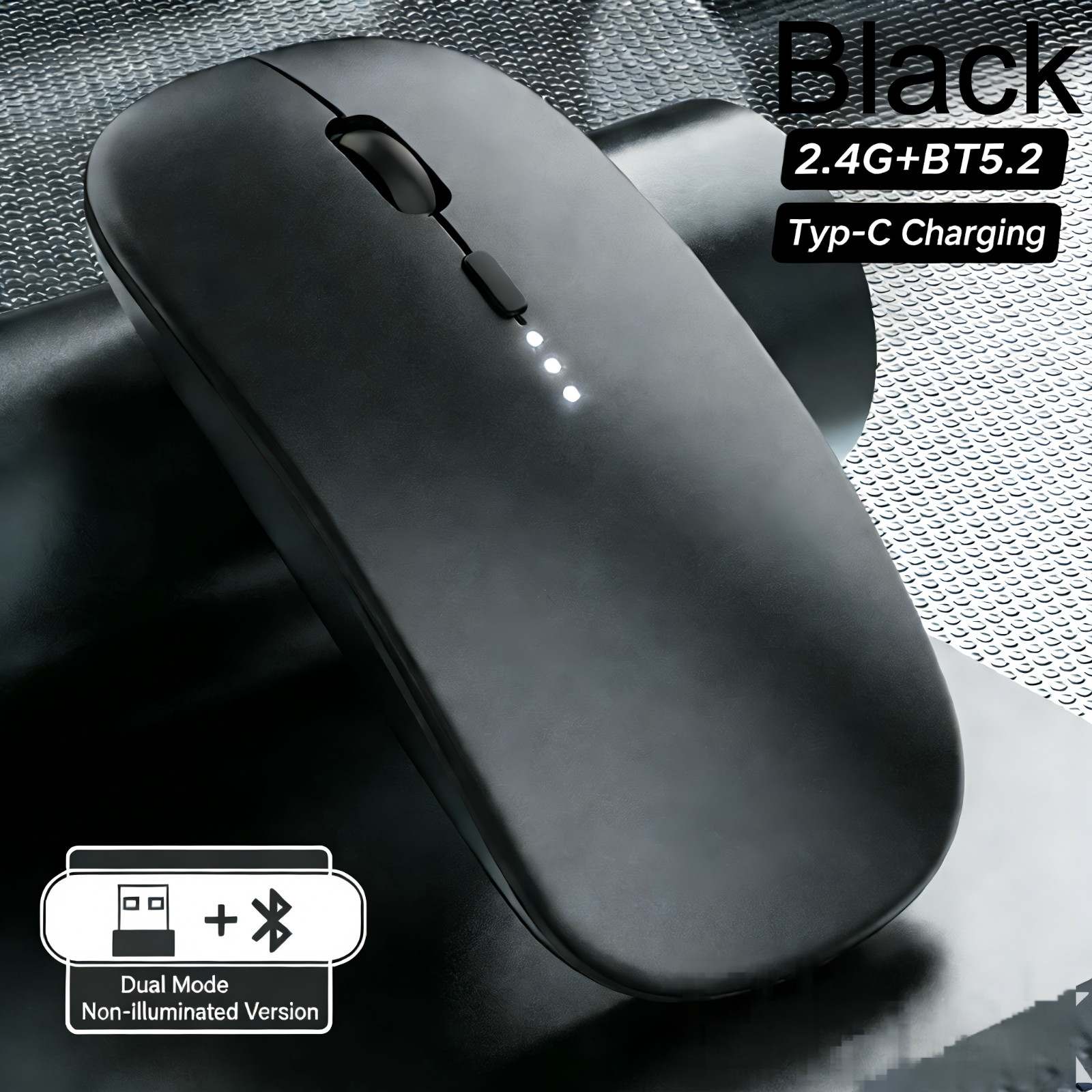 Rechargeable Wireless Mouse, 2.4G & Bluetooth 5.2 Dual Mode, Silent Type-C