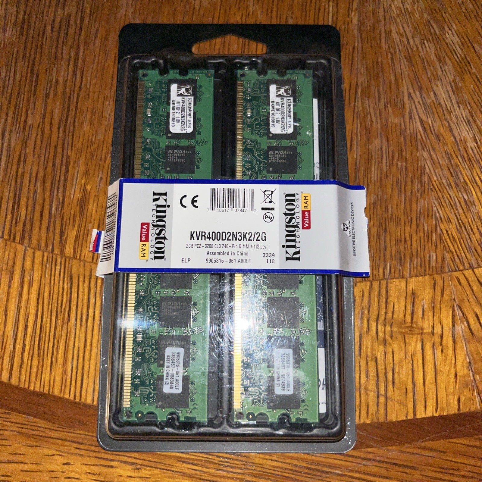 Kingston 2GB (2x1GB) PC2-3200 DDR2 400MHz Desktop RAM Kit KVR400D2N3K2/2G New