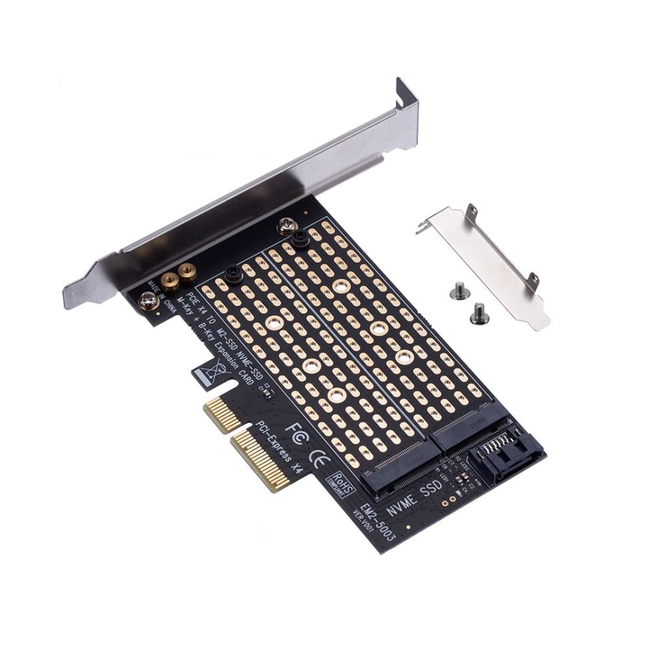 Acxico 1Pcs M.2 NGFF to Desktop PCIe x4 x8 x16 NVMe SATA Dual SSD PCI Express Ad