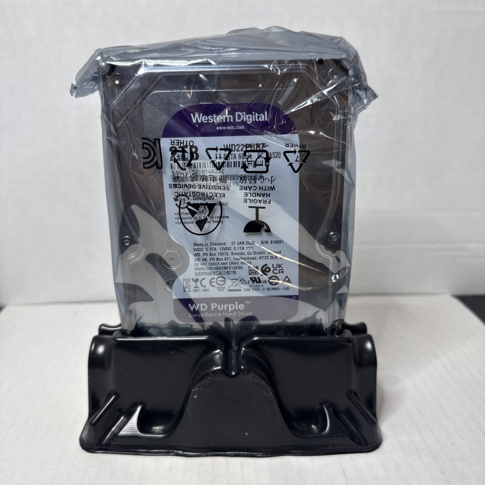 WESTERN DIGITAL 2TB WD22PURZ Sata 6Gbs/s SC HA520 WD Purple Surveillance Hard Dr