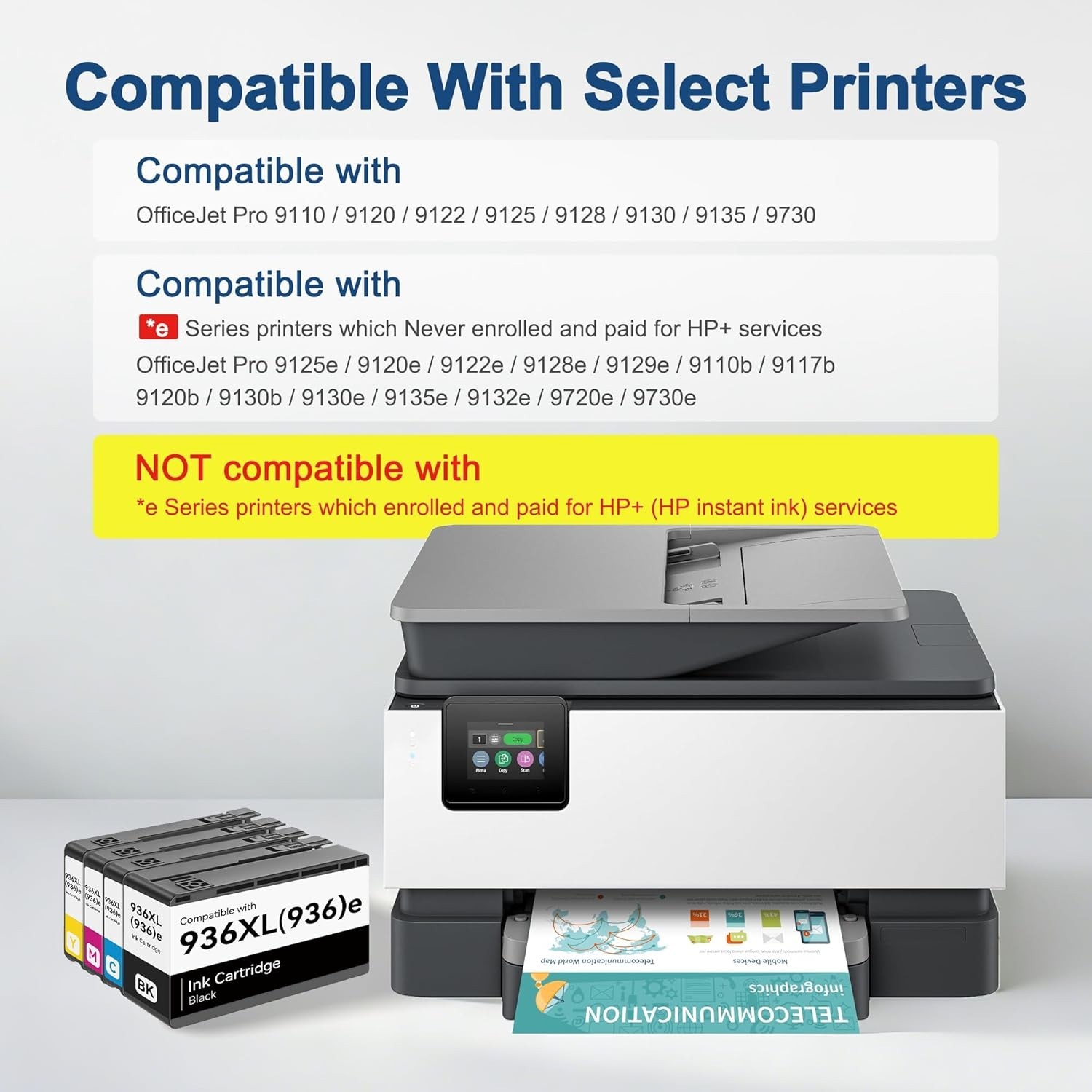 HP Office Jet 936e 936XL Ink Cartridges **4-PACK** (High Page Yield)