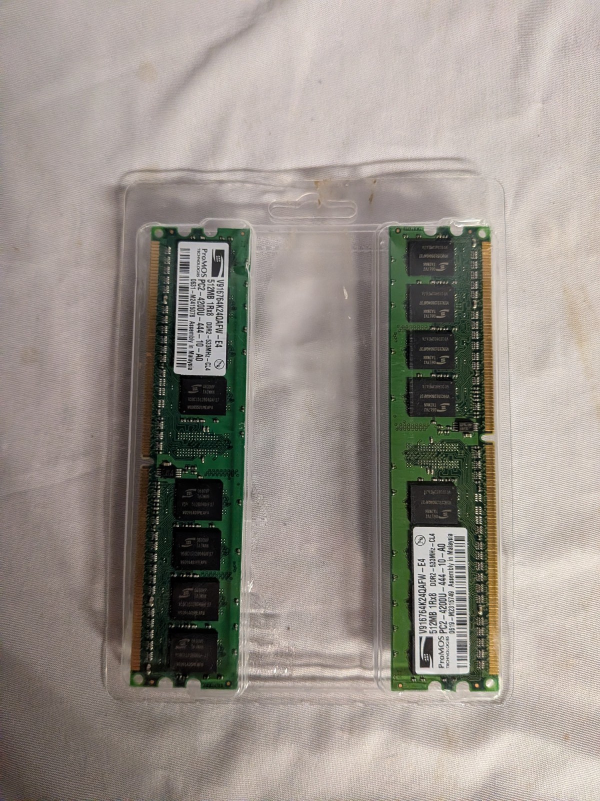 2x ProMOS 512MB DDR2 533MHz PC2-4200U Desktop RAM Memory Modules...
