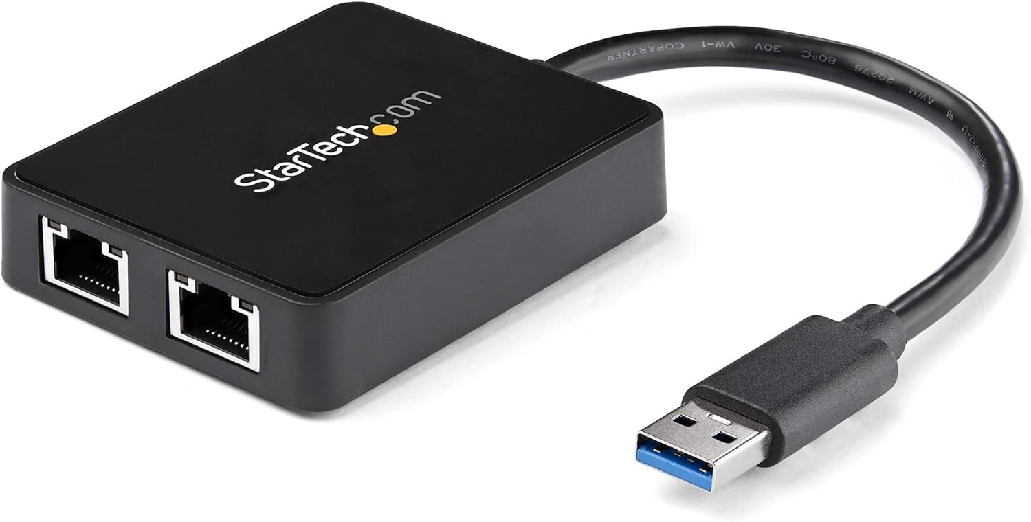 StarTech USB 3.0 Dual Gigabit Ethernet Adapter w/USB Port USB32000SPT