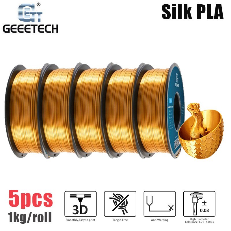 5KG Silk Gold PLA GEEETECH 3D Printer Filament Gold Glossy 1.75m Shiny Silky PLA
