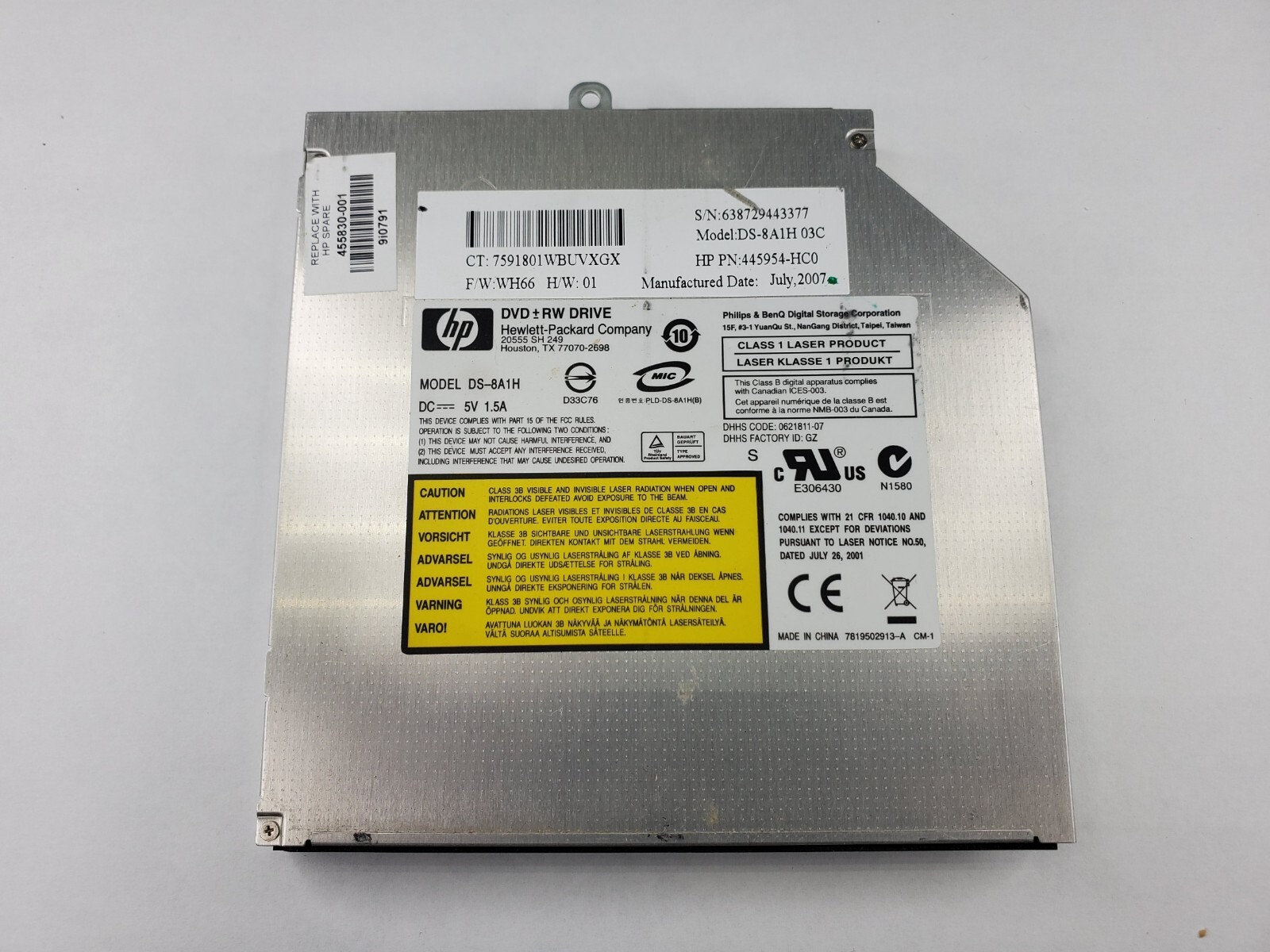 455830-001 HP DVD IDE DVD+ 8X R/RW OPTICAL DRIVE MULTI DUAL FORMAT
