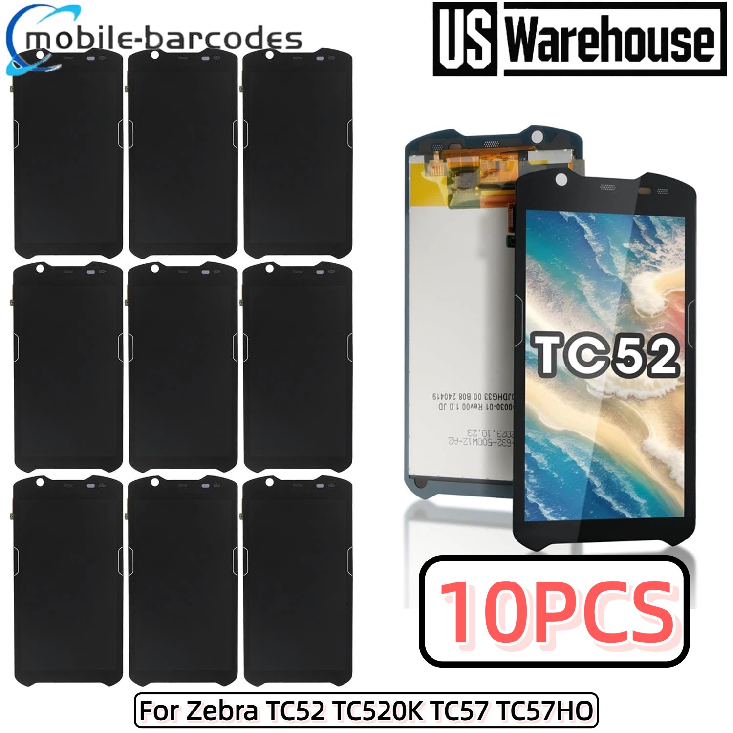 10X Touch Screen with LCD Module Replacement for Zebra TC52 TC520K TC57 TC57HO