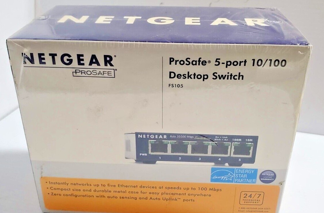 NOS NETGEAR ProSafe (FS105) 5-Ports External Switch - UNOPENED (FC93-3-G940)