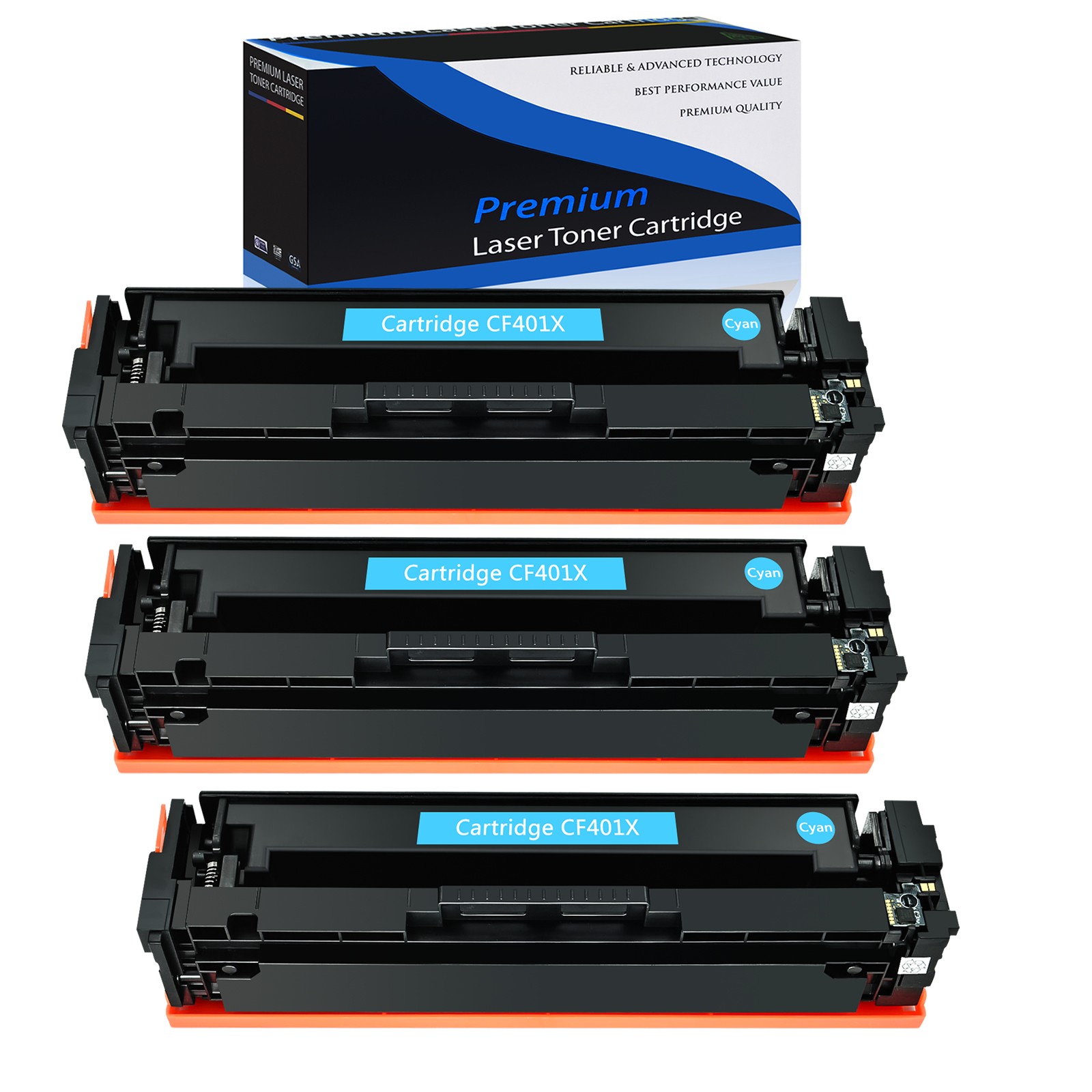 3PK CF401X 201X Cyan Toner Compatible for HP LaserJet M277 M277dw M277n MFP