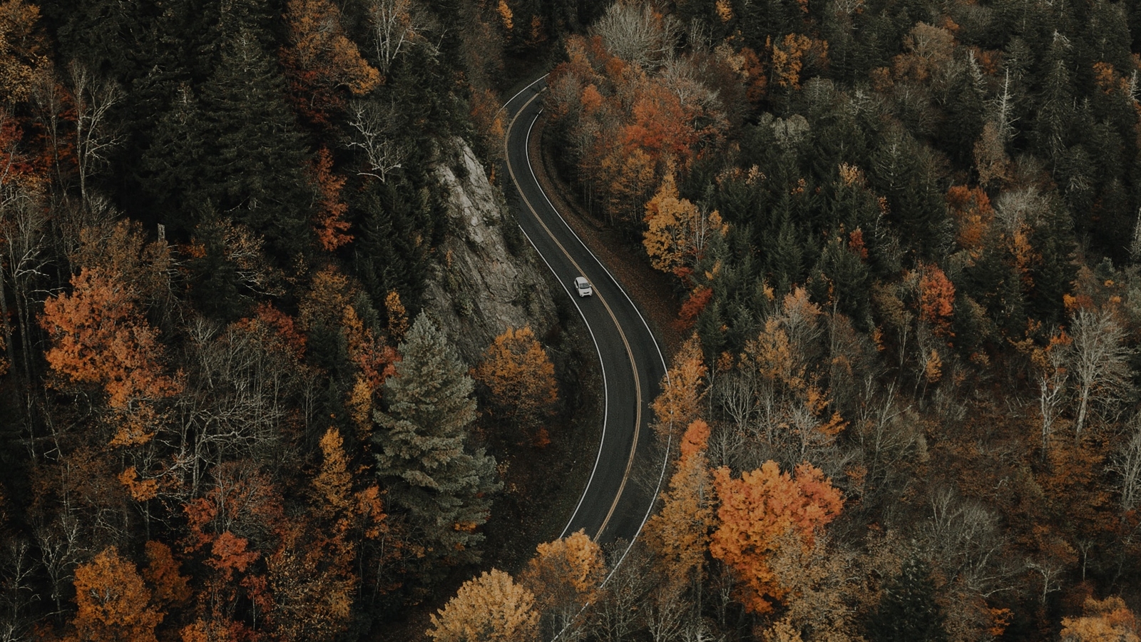 Landscape forest road nature fall aerial Custom Gaming Mat Desk