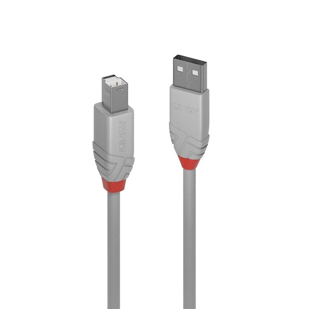 LINDY 36681 USB 2.0 Type A to B Cable - Anthra Line Grey, 0.5m 0.5m Anthra Line