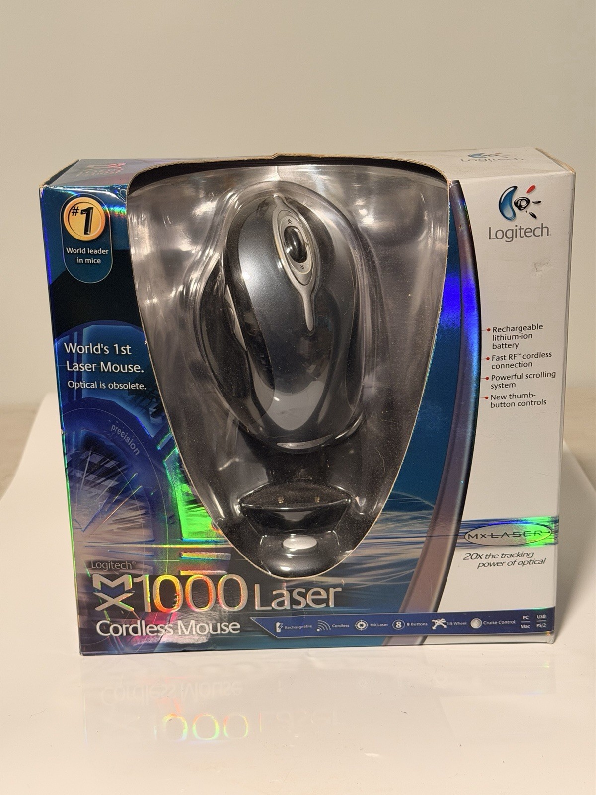 Logitech MX1000L Laser Cordless Wireless Mouse Lithium Ion Battery Open Box