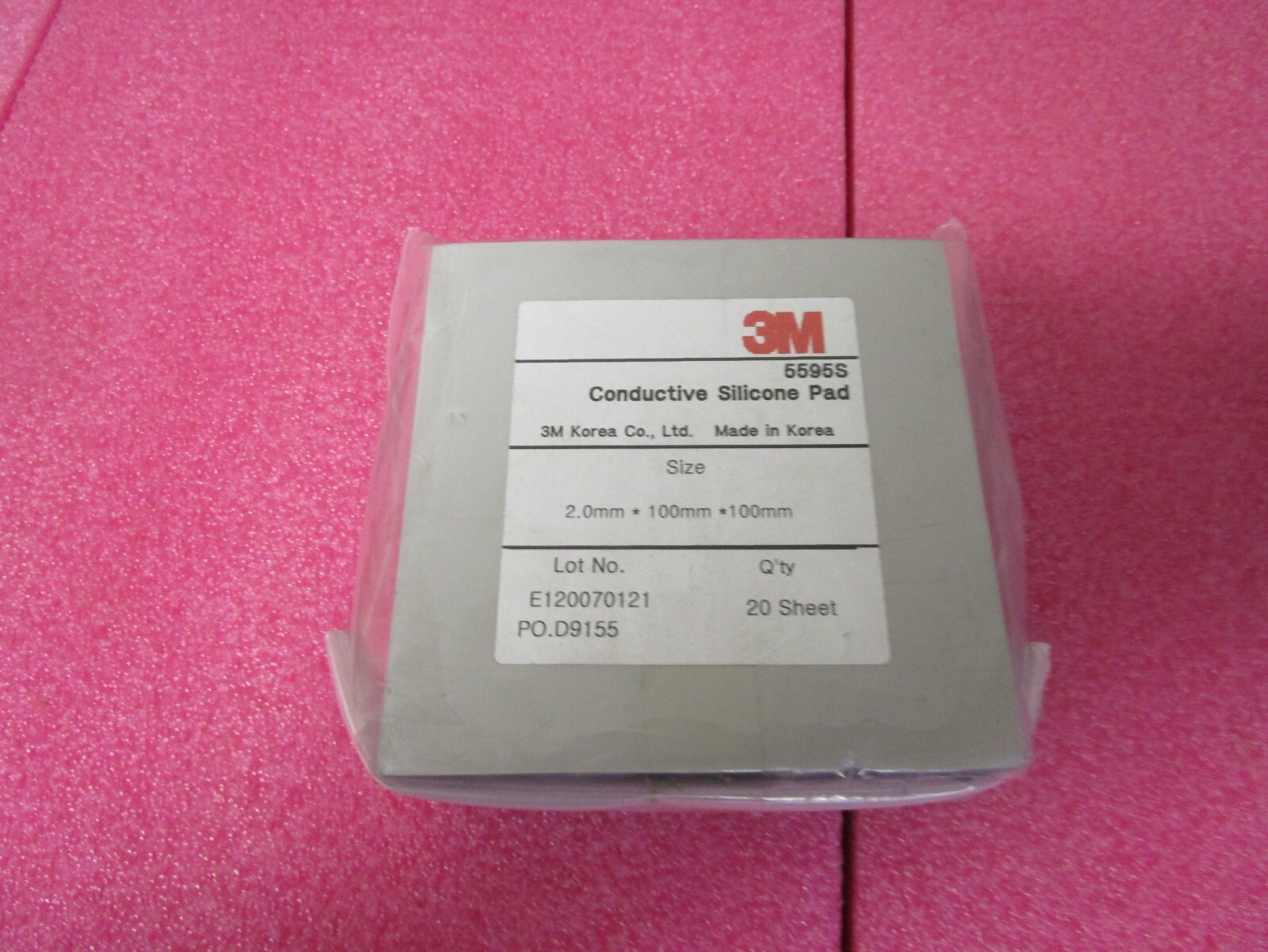 Qty (20) 3M Conductive Silicone Pad Sheet 5595S 2.0 mm x 100 mm x 100 mm