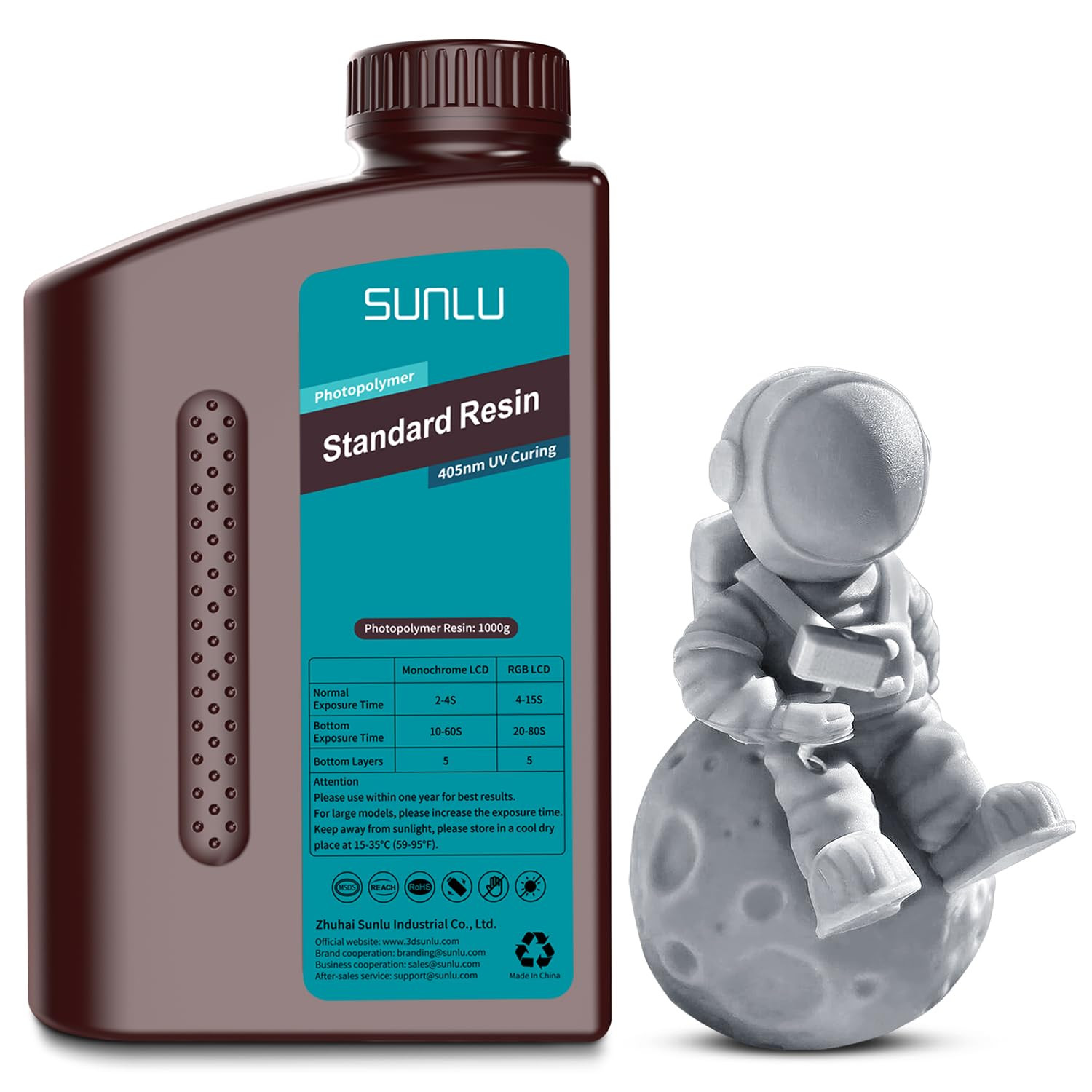 SUNLU 3D Printer Resin, 1Kg Fast Curing Standard 3D Resin for LCD DLP SLA Resin