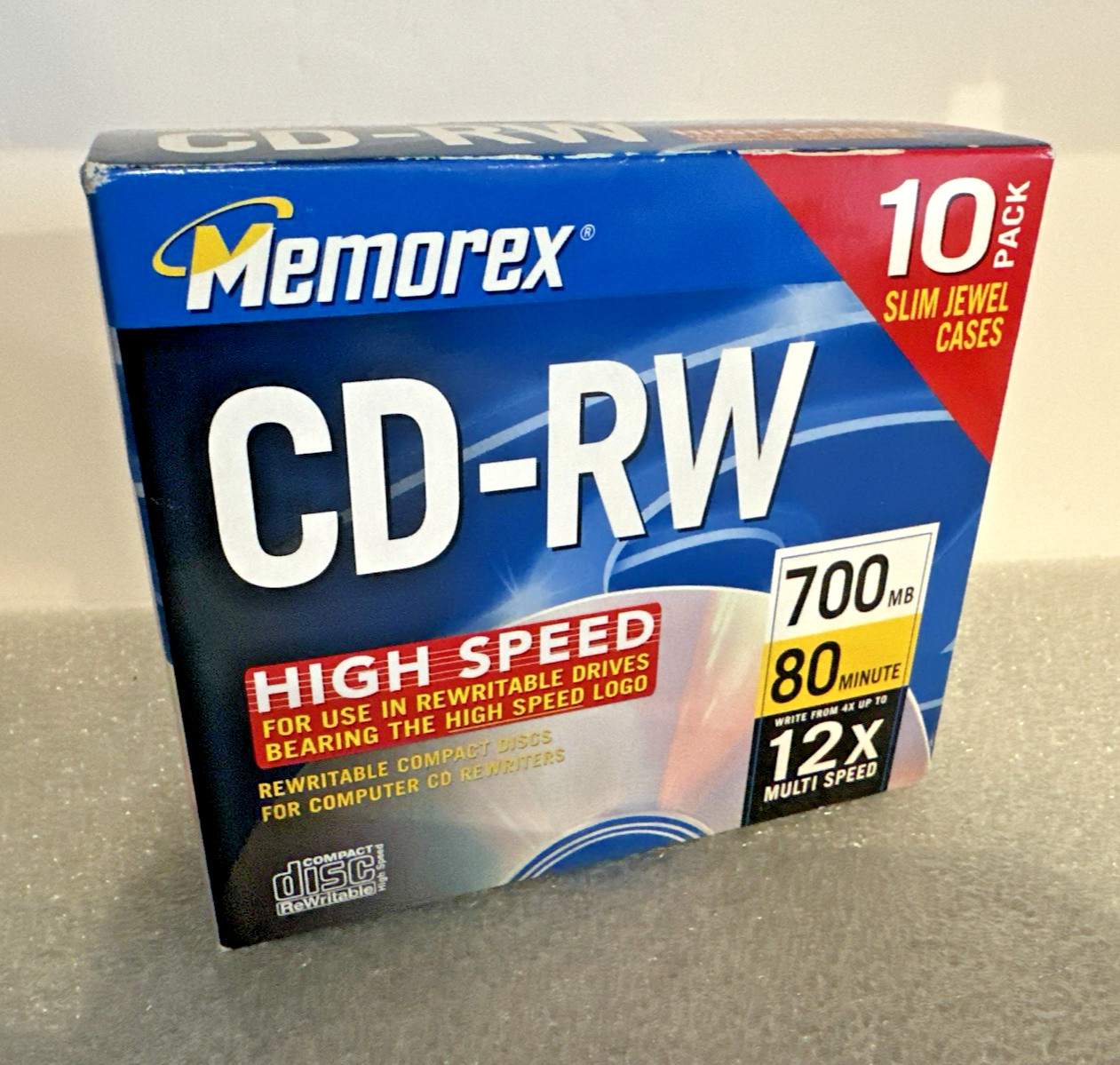 CD High Speed Memorex 10-Pack Music CD-RW Discs 12x 700 MB/Mo 80Minute Blank NEW
