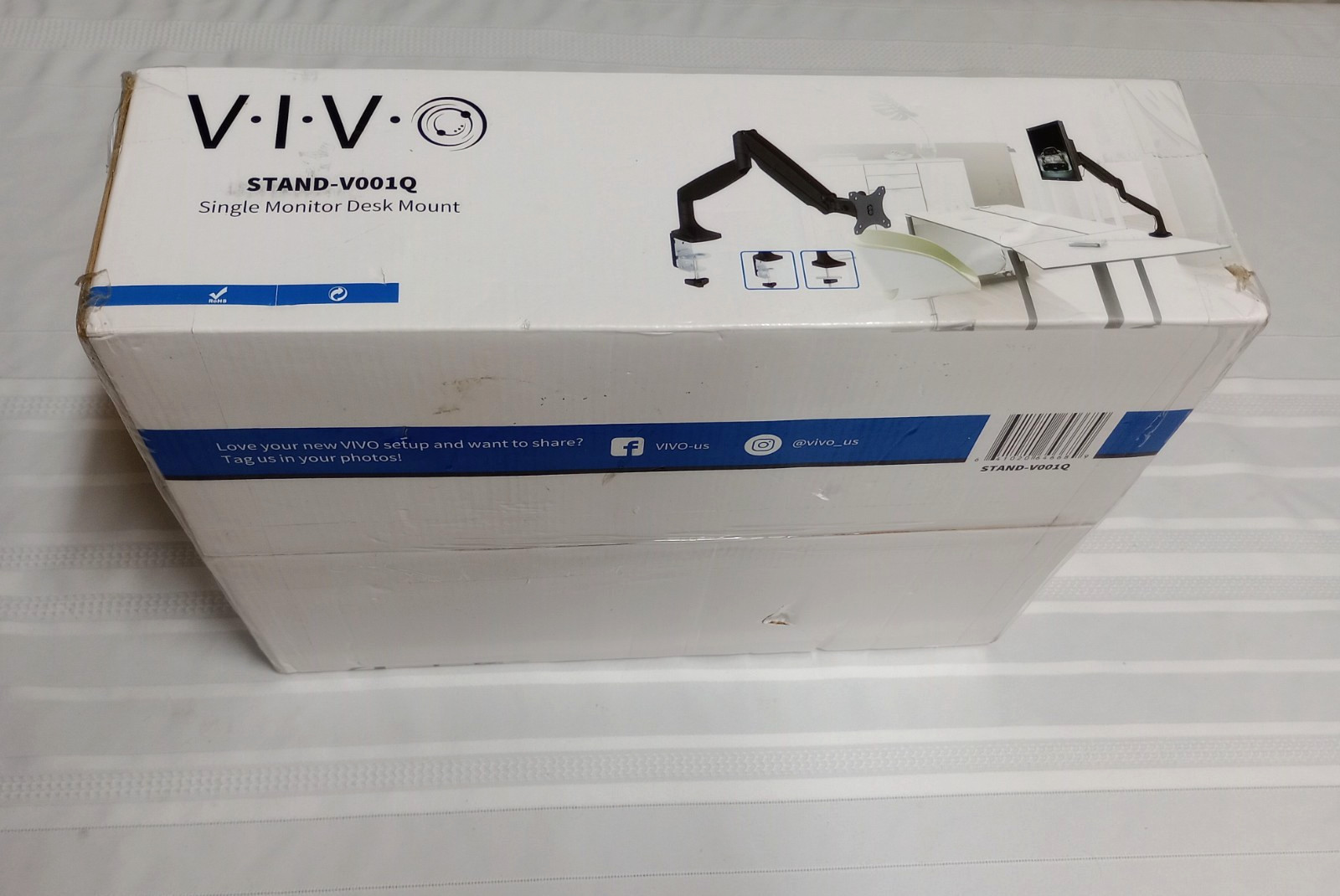 VIVO Single Monitor Pneumatic Arm Desk Mount Black Aluminum Adjustable to 32”