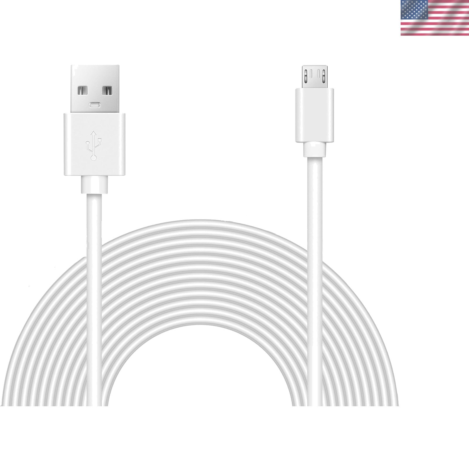 Indoor & Outdoor 15 Feet Micro USB Power Extension Cable - Compatible with Blink