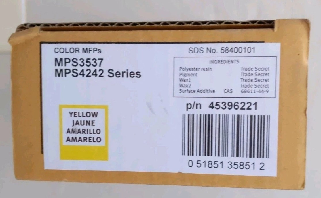 OKI Okidata YELLOW Toner p/n 45396221 ***OOB*** New,OEM For: MPS3537, MPS4242 