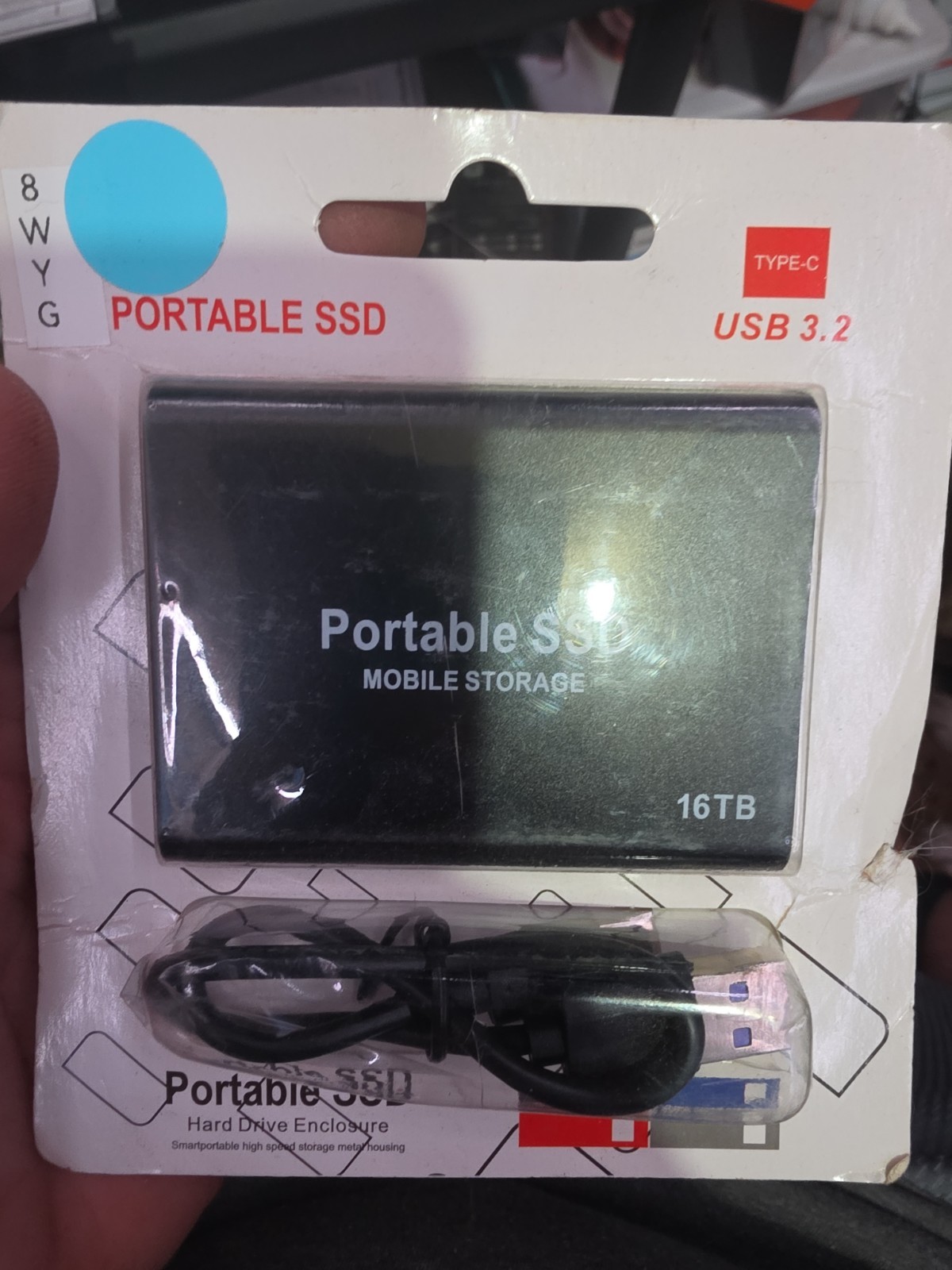 Portable SSD Hard Drive Enclosure Type-C USB 3.2. 16TB