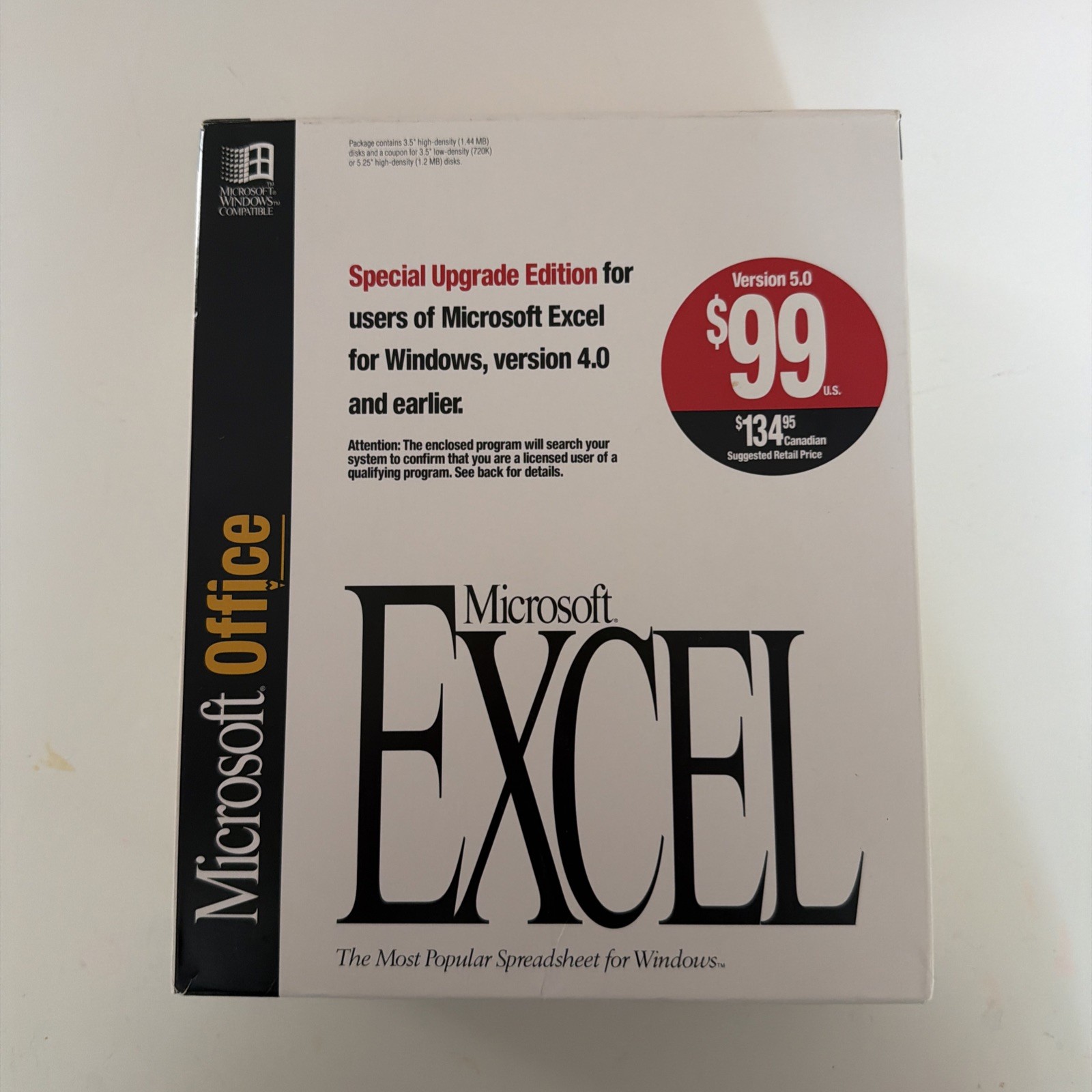 Microsoft Excel 5.0 Trade-Up  Edition for Windows  3.5" Floppy Disks  Big Box