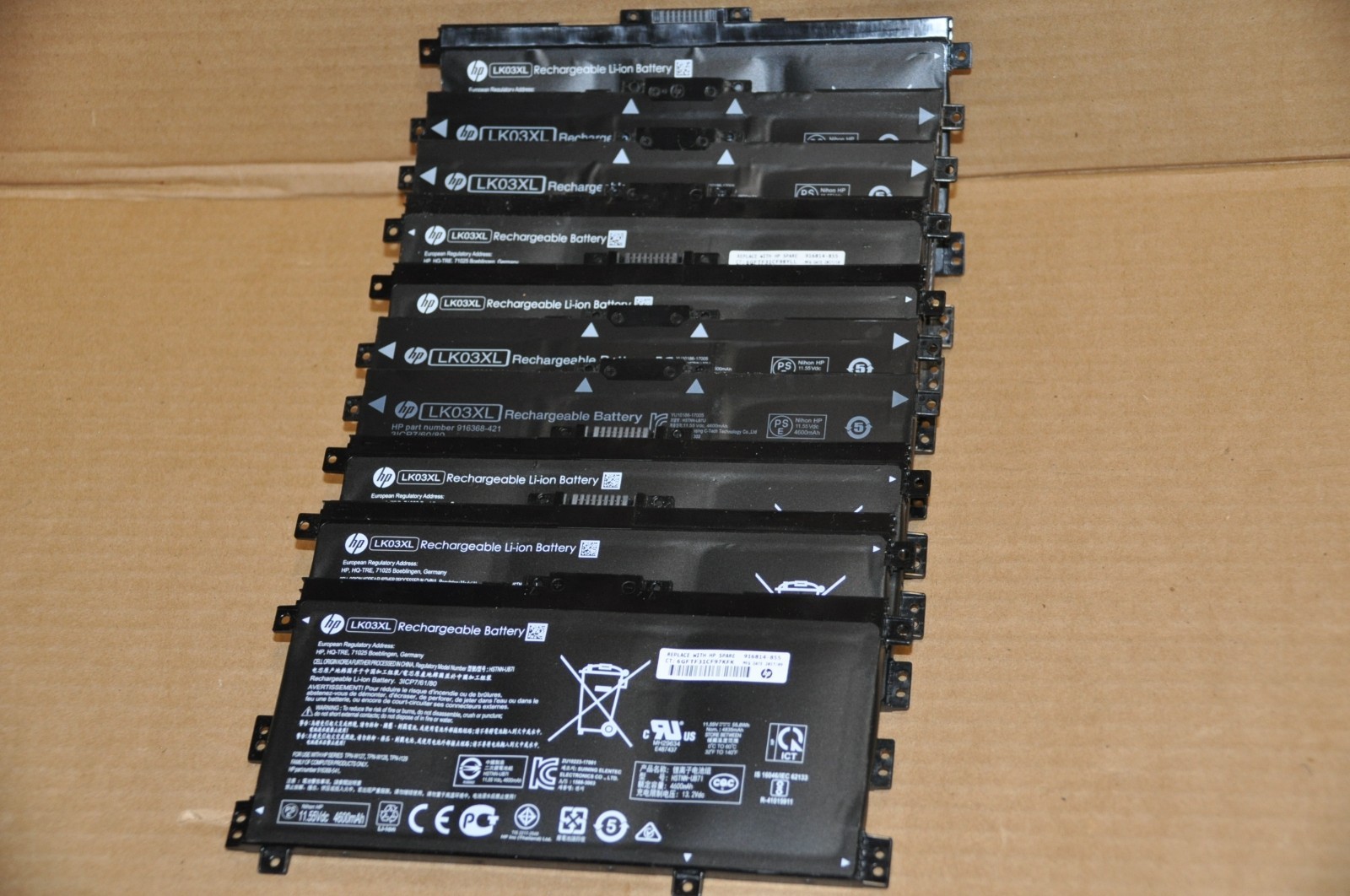 (LOT of 10) HP Laptop Battery LK03XL (DEFECTIVE - For Parts/Repair) 916814-855