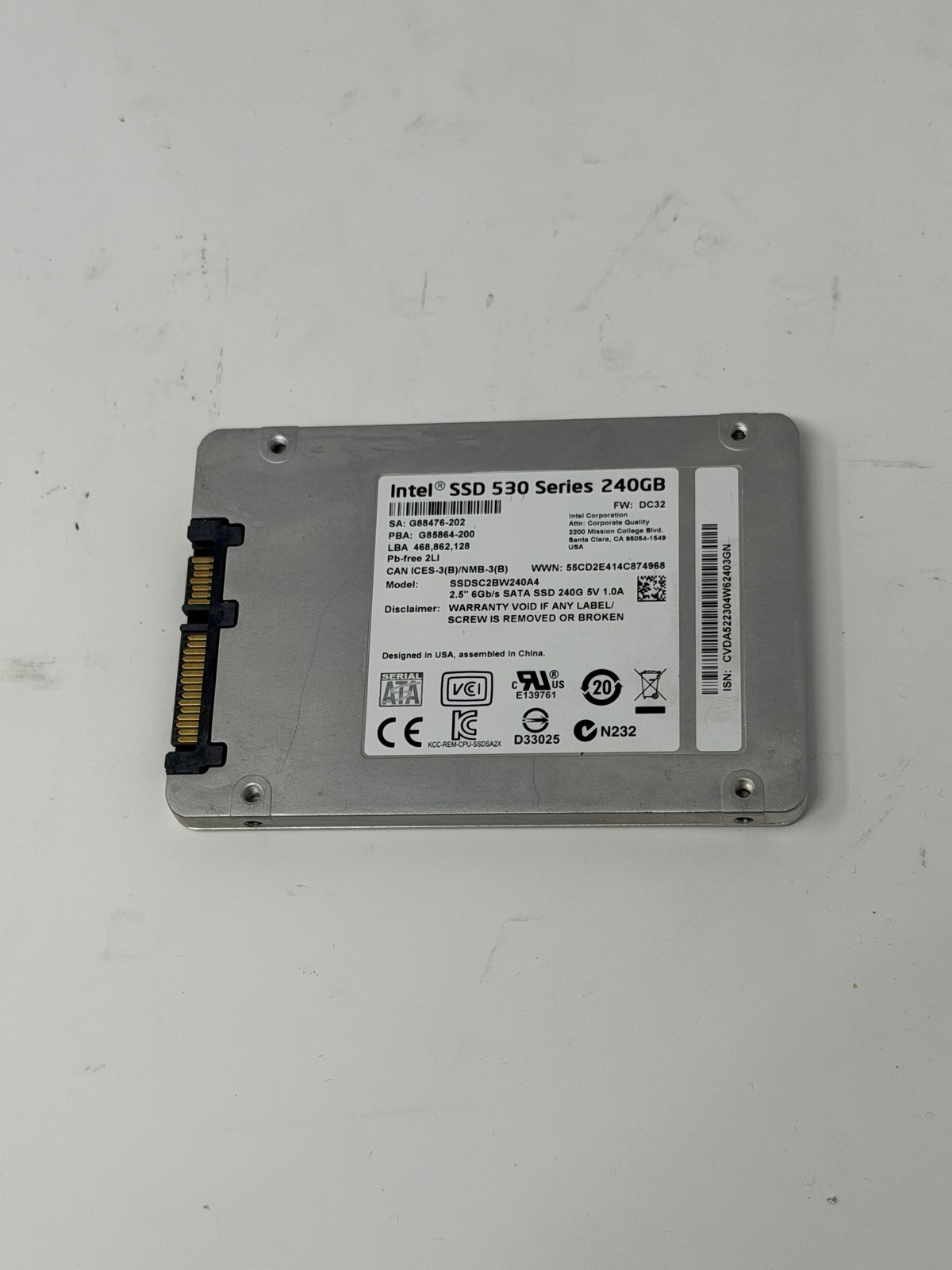 Intel SSD 530 Series 240GB  SSDSC2BW240A4 240GB Grade B