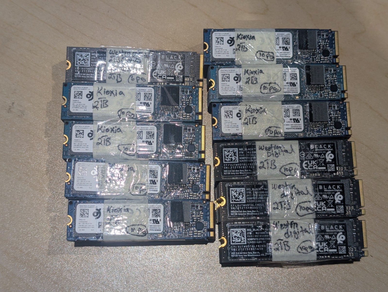 Lot Of 36 WD 2TB NVMe M.2 SSD  SDBPNTZ-2T00-1106 + 70 X Kioxia HP P/N L62189-001