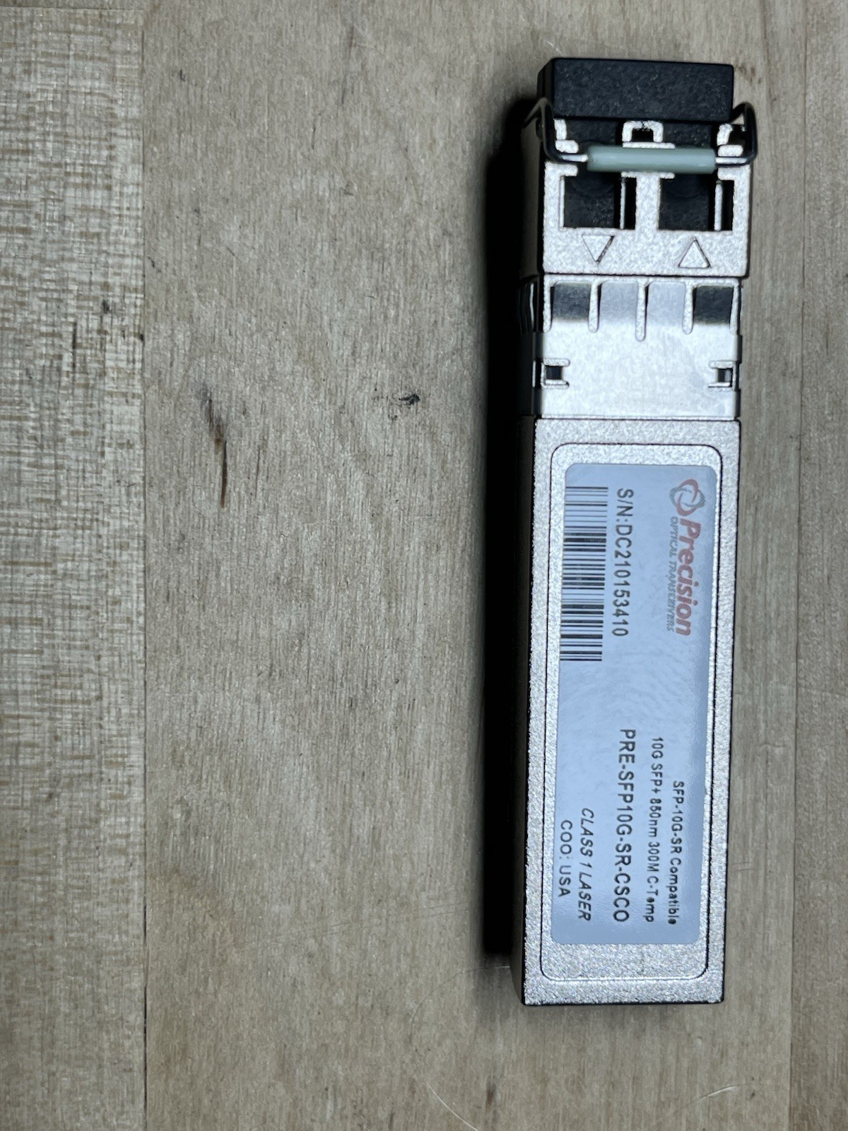 PRECISION PRE‑SFP10G‑SR 10GBASE‑SR SFP+ transceiver, Silver| Tested