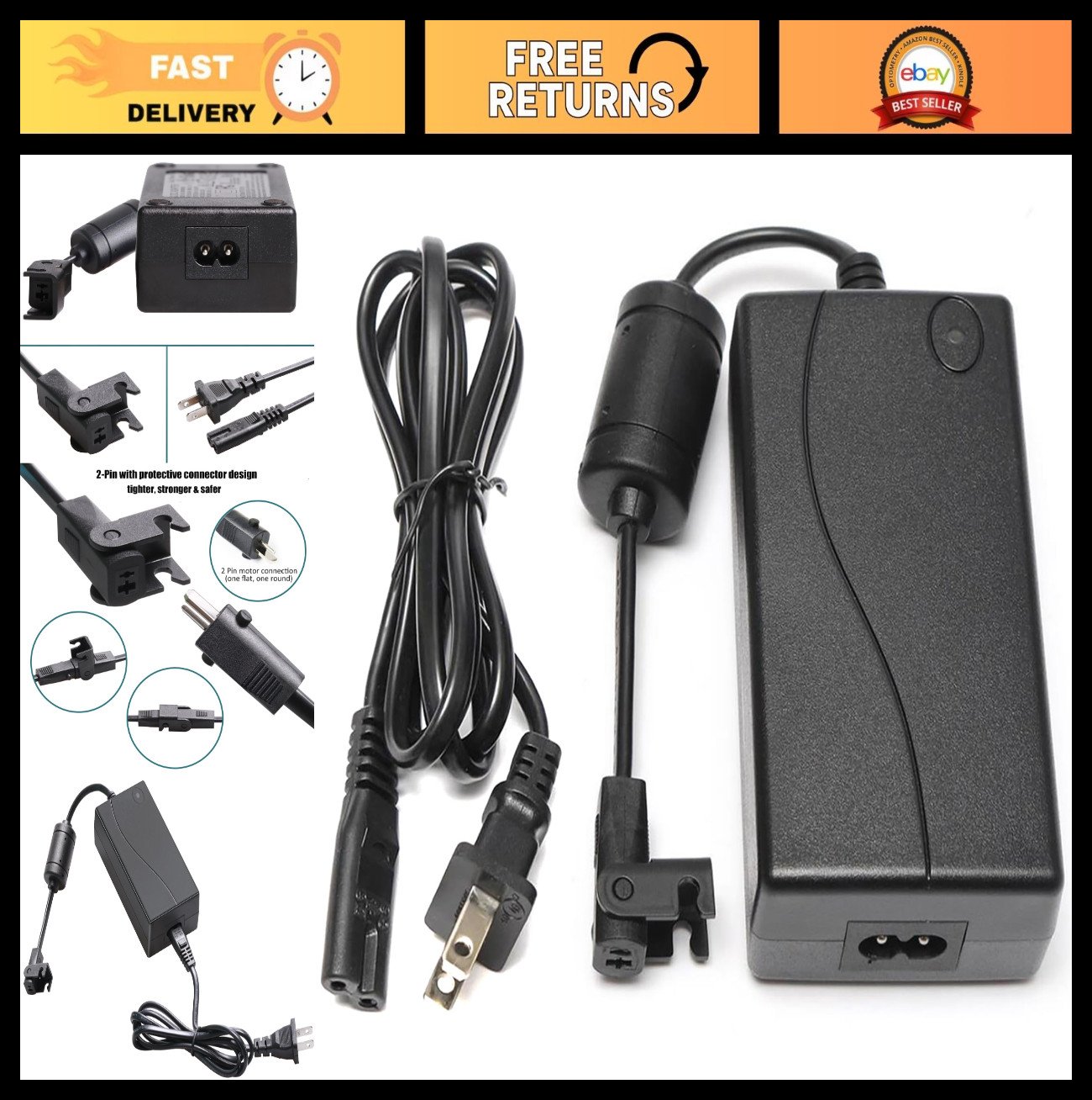 Universal Recliner Power Supply Adapter 100-240V AC/DC 29V 2A Transformer Cord f