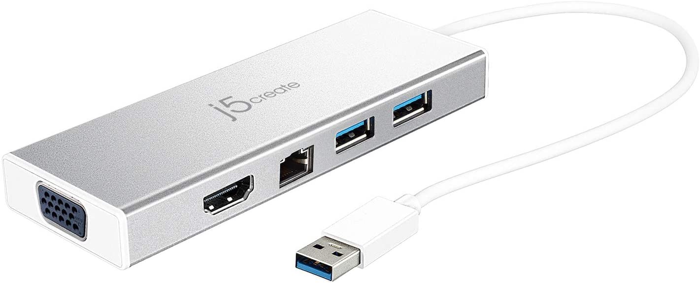 j5create JUD380 USB 3.0 Mini Docking Station, Silver