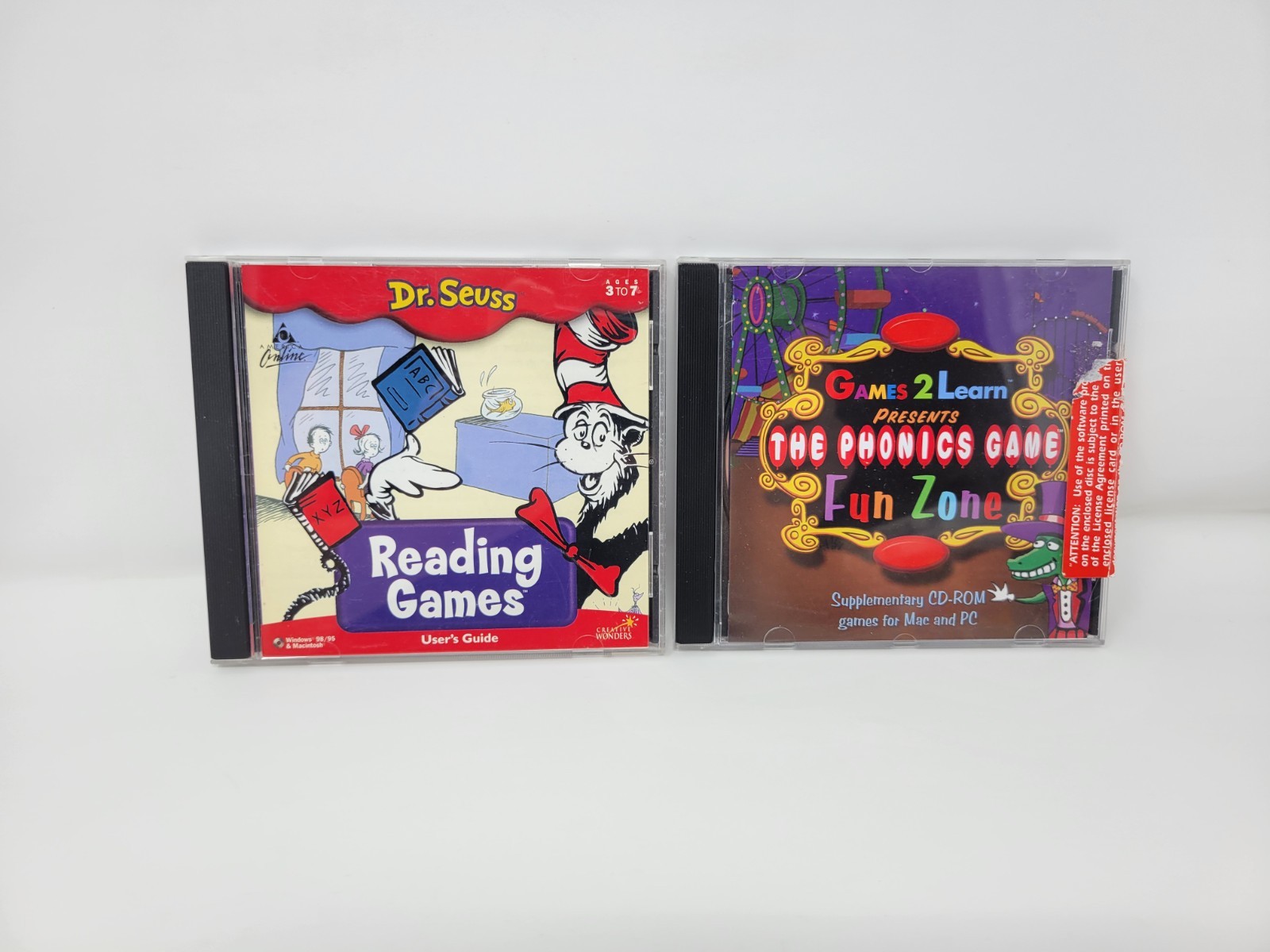 Dr. Seuss Reading Games & The Phonics Game PC CD-Rom Windows/Mac Tested Free S/H