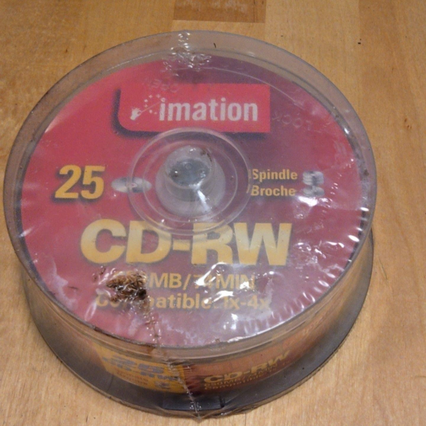 Imation CD-RW 650MB 74MIN 1X-4X 25pk Spindle Recordable Rewritable Discs Taiwan