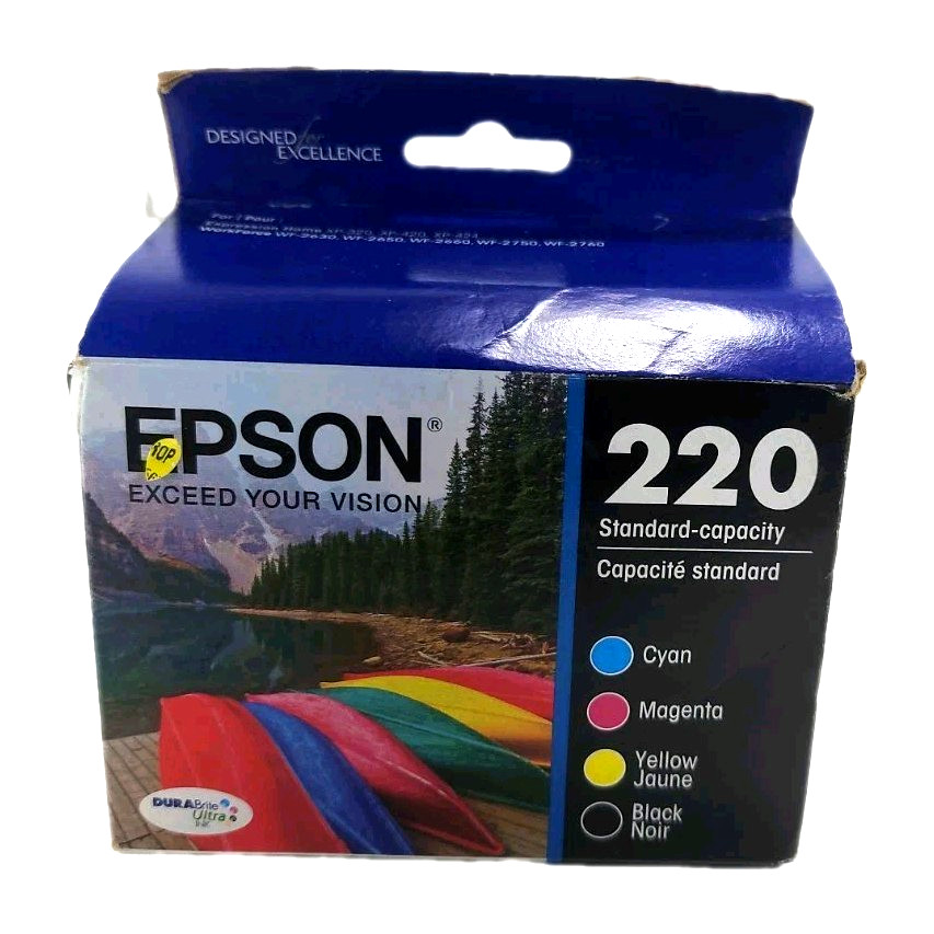 EPSON 220 C/M/Y/K Ink Cartridge Black and Color 4 Pack C13T293620 - EXP 2023