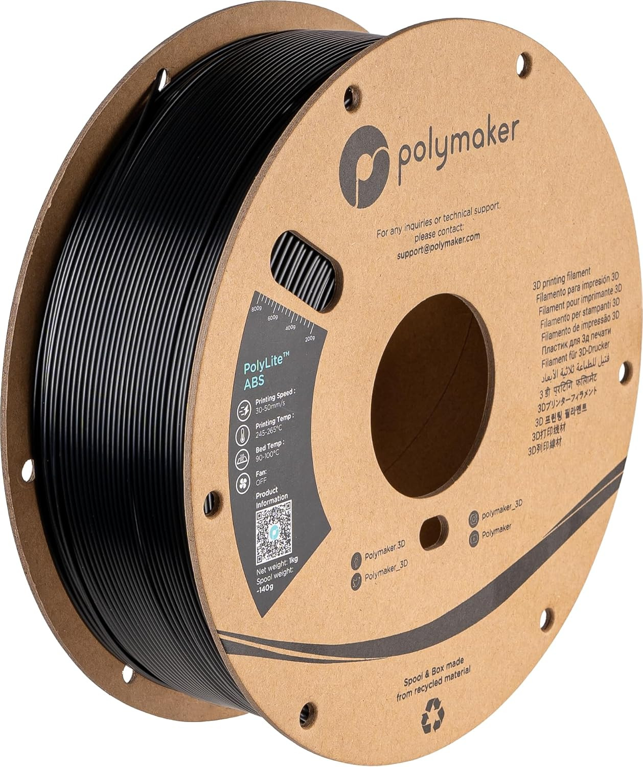 ABS Filament 1.75Mm Black 3D Printer Filament 1.75Mm Heat Resistant