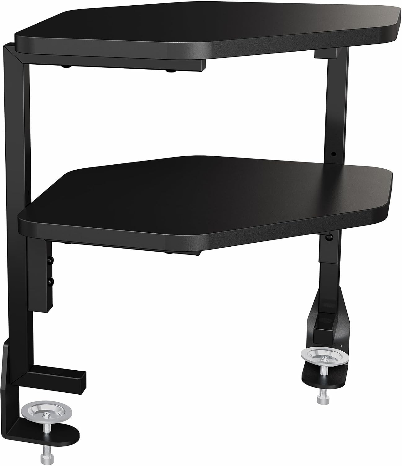 Corner Clamp-on 17 inch Above or Below Desk 2-Tier Shelving Unit for Table