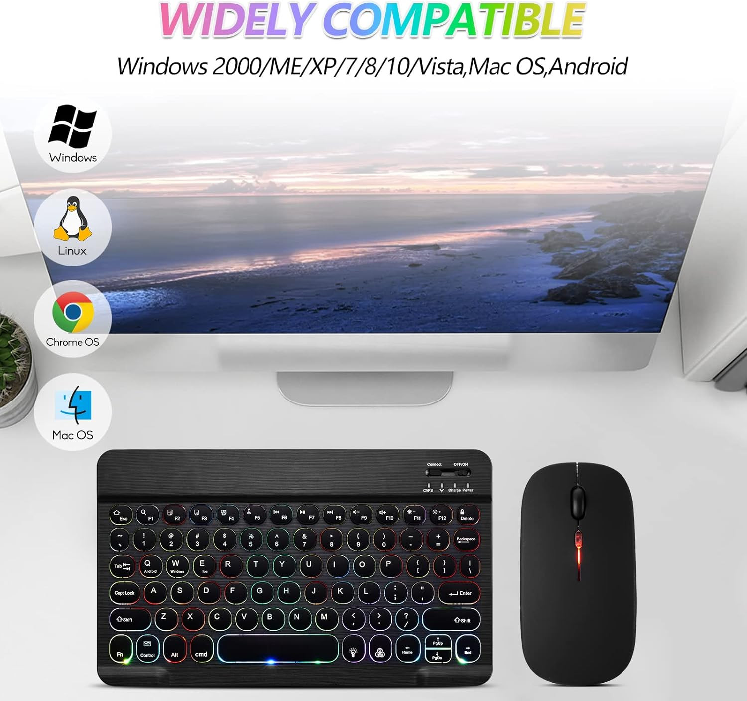 Ultra-Slim Lightweight Bluetooth Keyboard and Mouse Portable Wireless Keyboar...