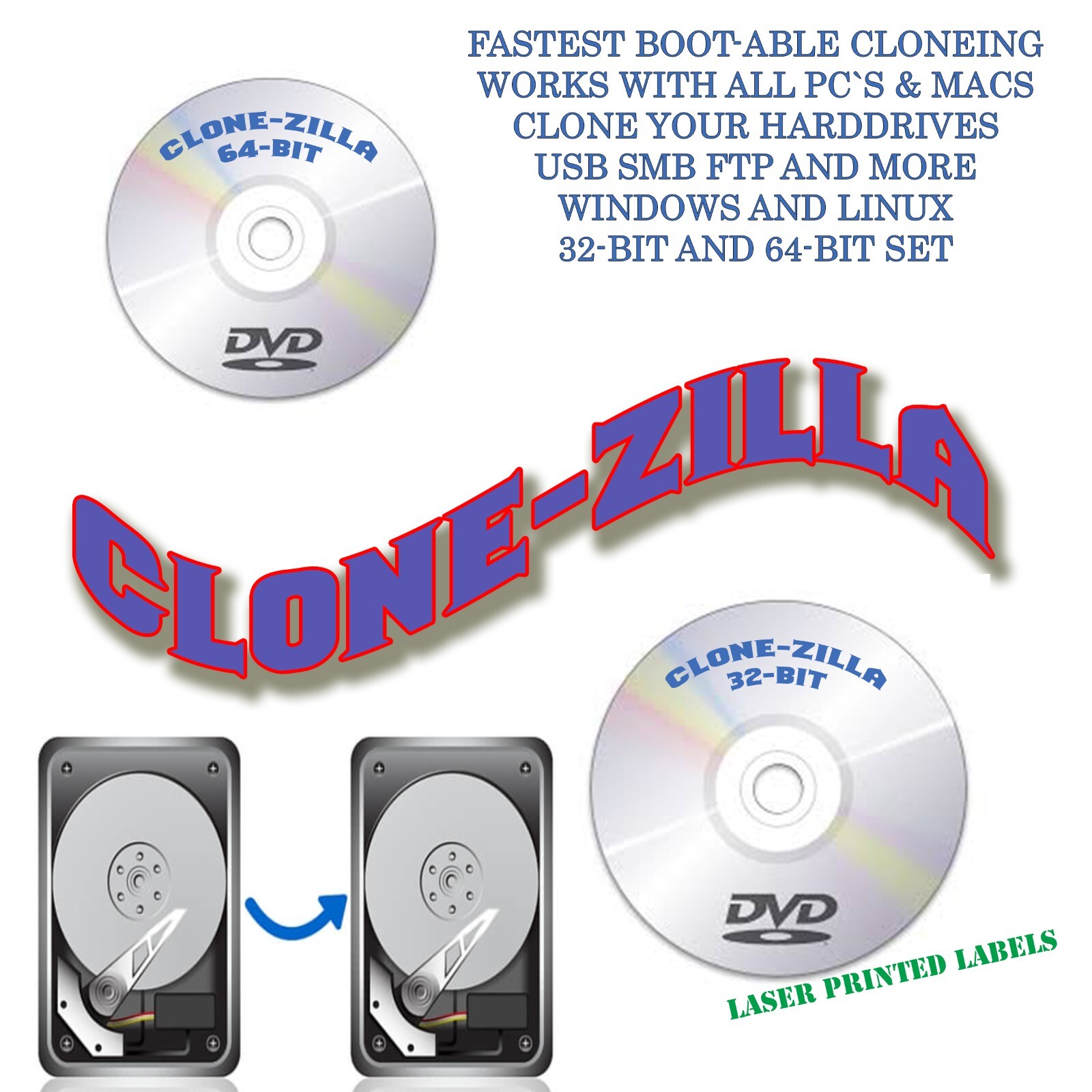 CloneZilla Fastest Cloning Possable AMD64 & i486 Bootable CD-ROM Set | USA 