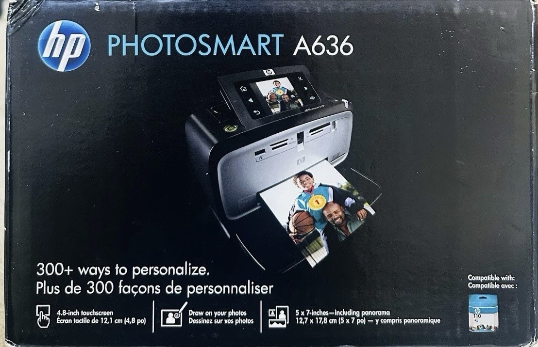 HP Photosmart A636 Portable Compact Injet Photo Printer - New & Factory Sealed
