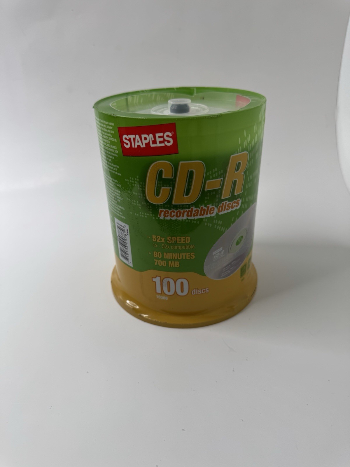 Staples 700MB 80MIN 52X CD-R Recordable Discs Spindle 100 Pack NEW