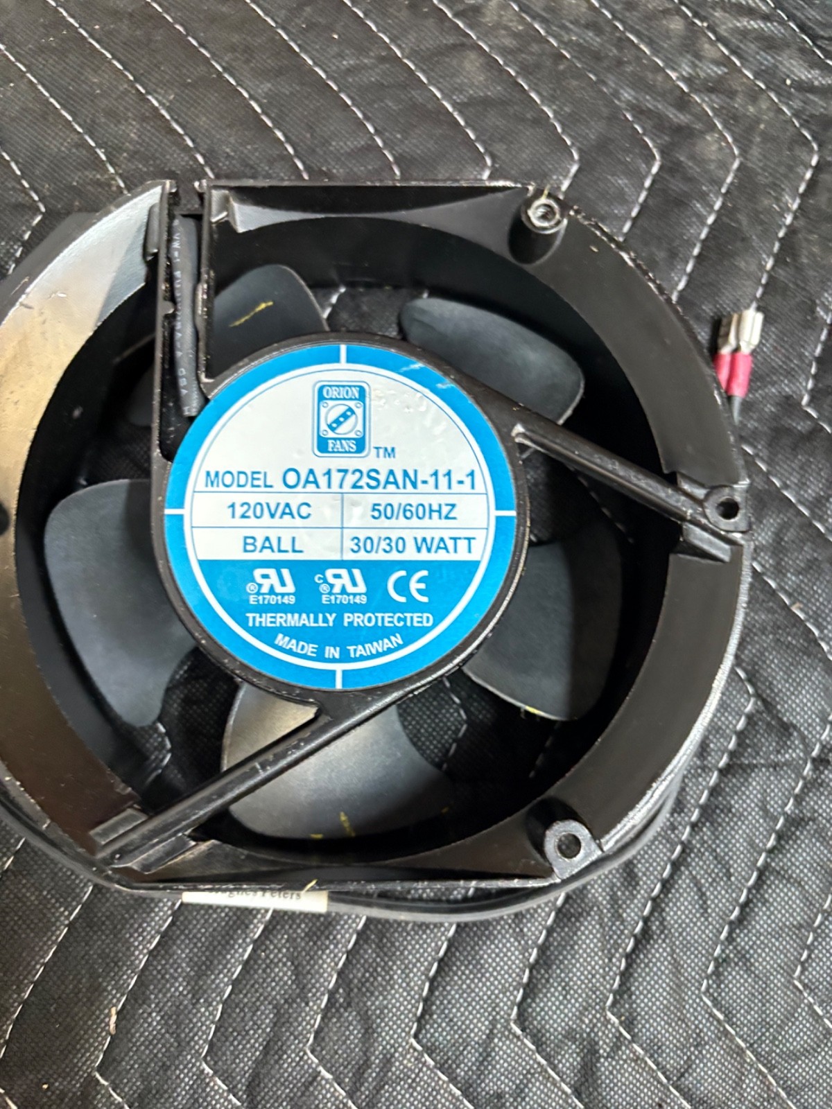 Orion model OA172 SAN-11-1 fan, 120 vac , Tanning bed fan, light used fan TESTED
